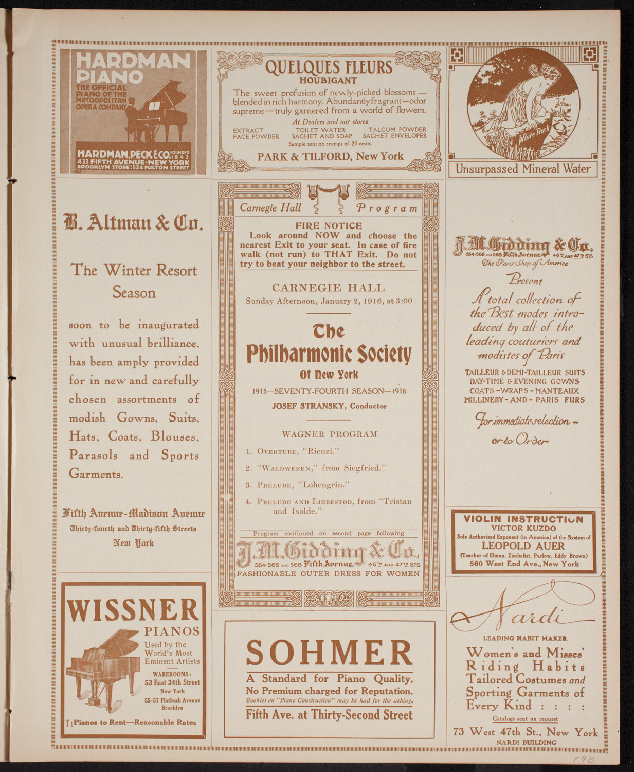 New York Philharmonic, January 2, 1916, program page 5