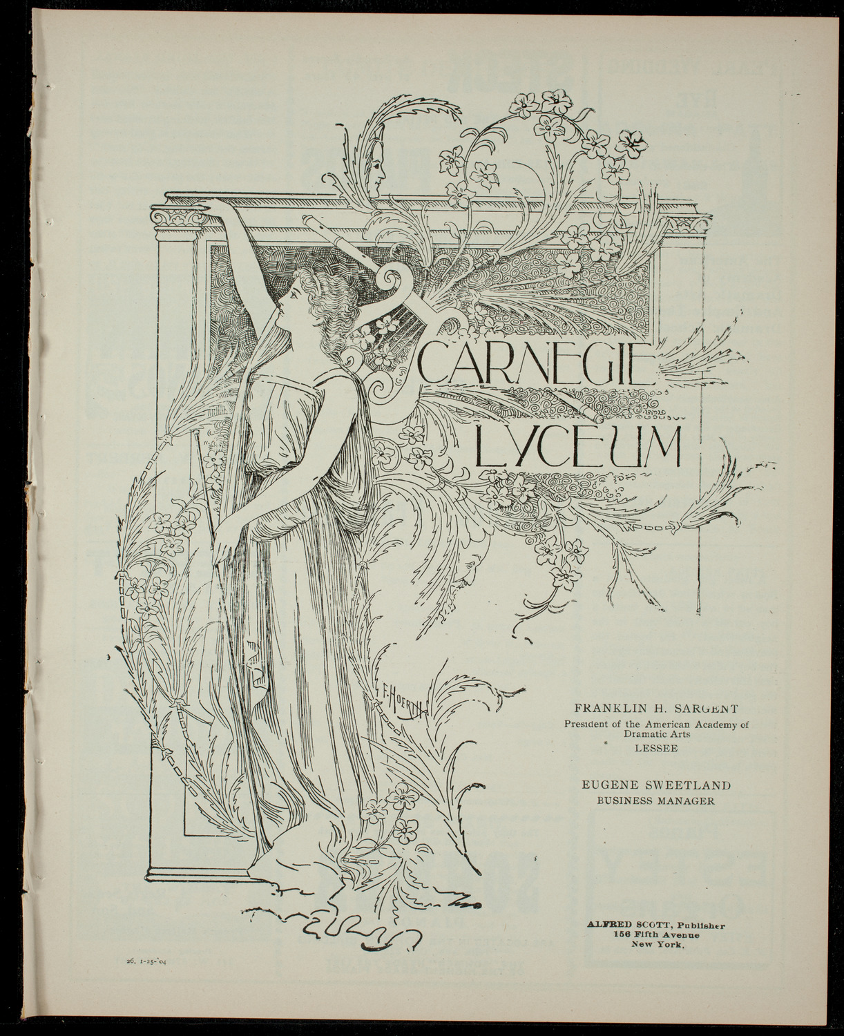 Program by L'Alliance Francaise, January 25, 1904, program page 1