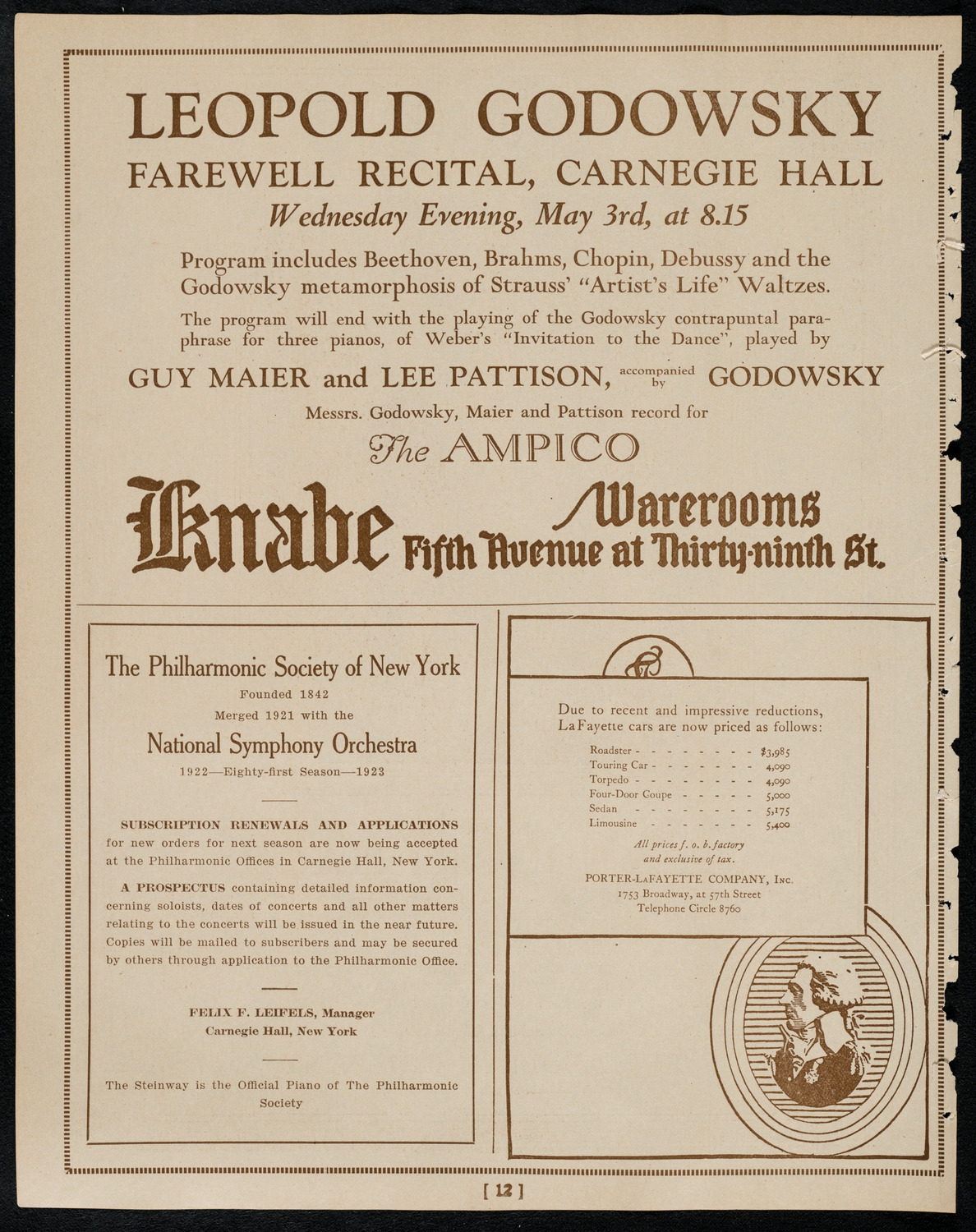 Florence Stern, Violin, April 30, 1922, program page 12