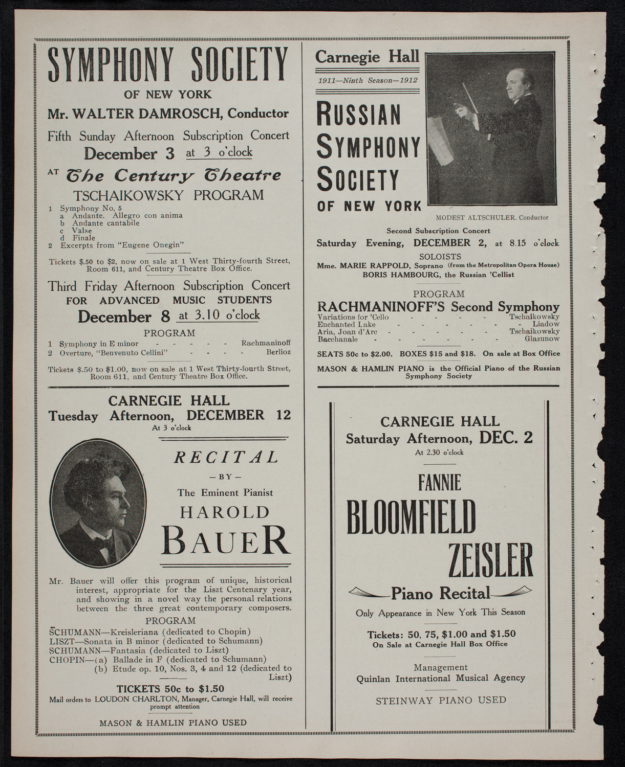 New York Philharmonic, November 30, 1911, program page 10