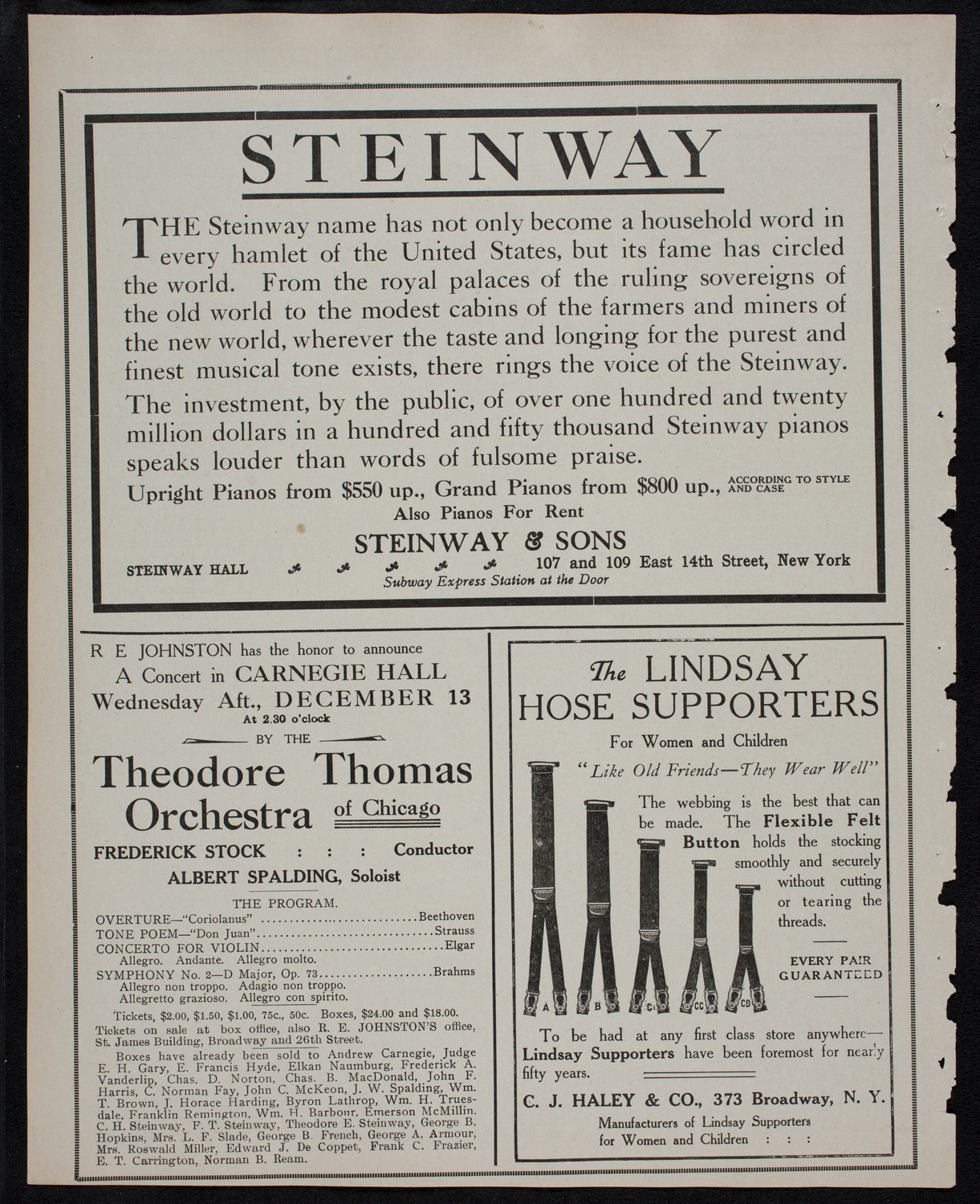 Boston Symphony Orchestra, December 9, 1911, program page 4