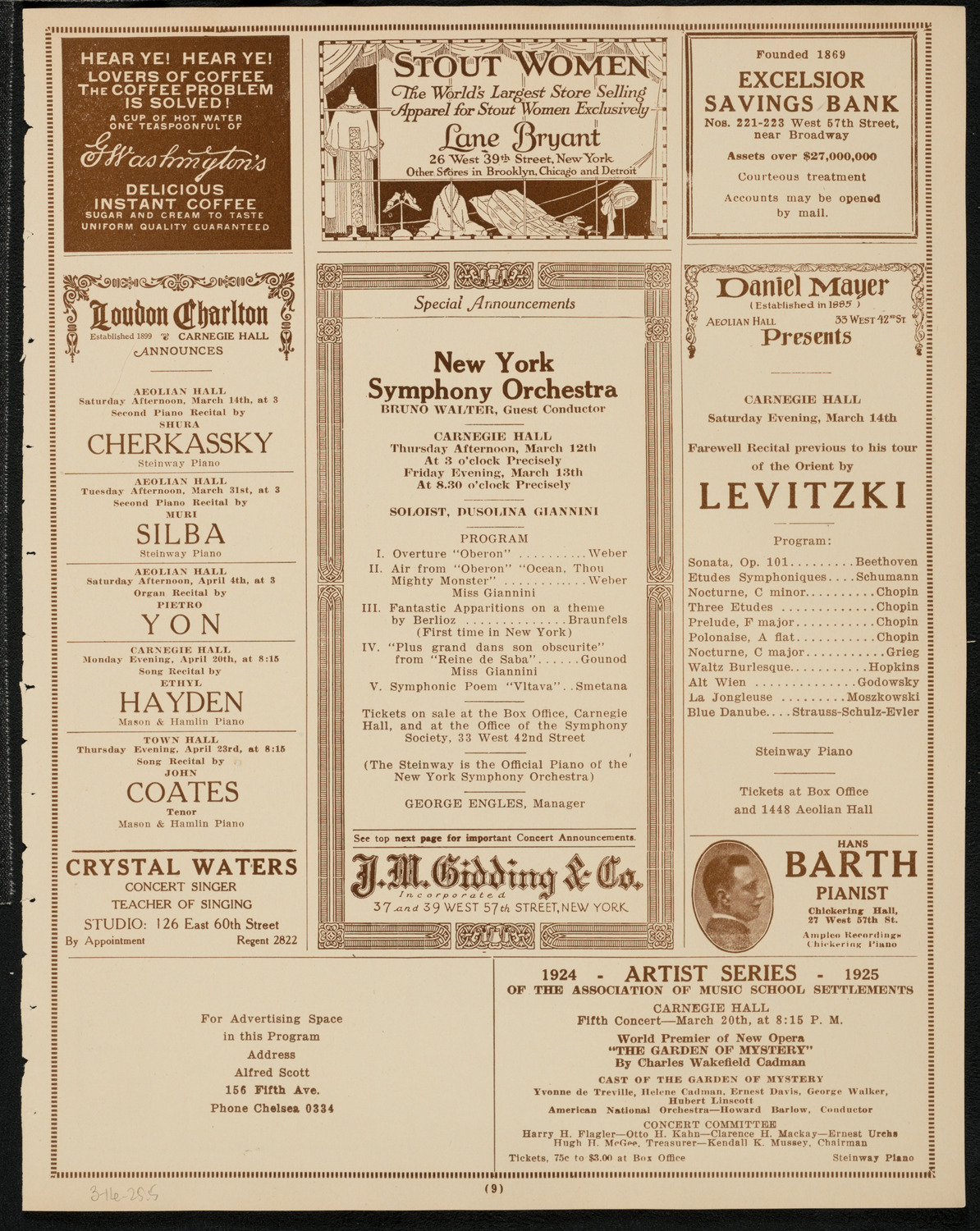 State Symphony Orchestra of New York, March 11, 1925, program page 9