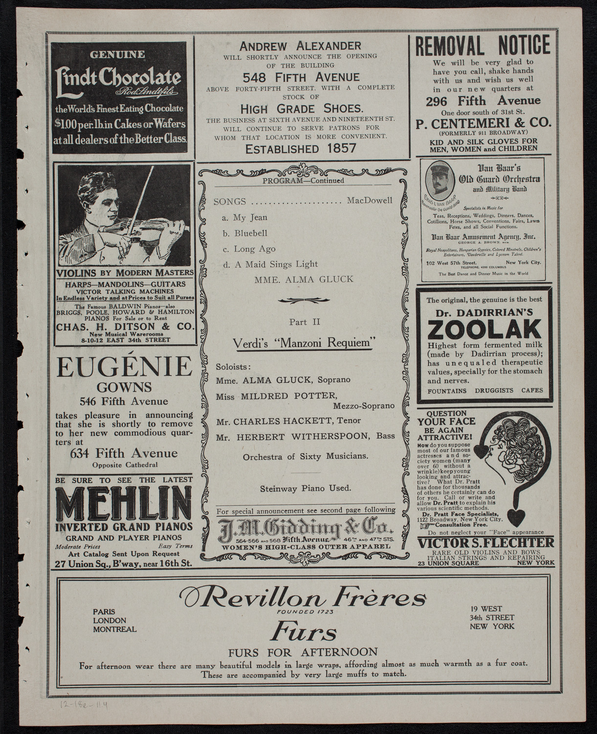 Columbia University Festival Chorus, December 18, 1911, program page 7