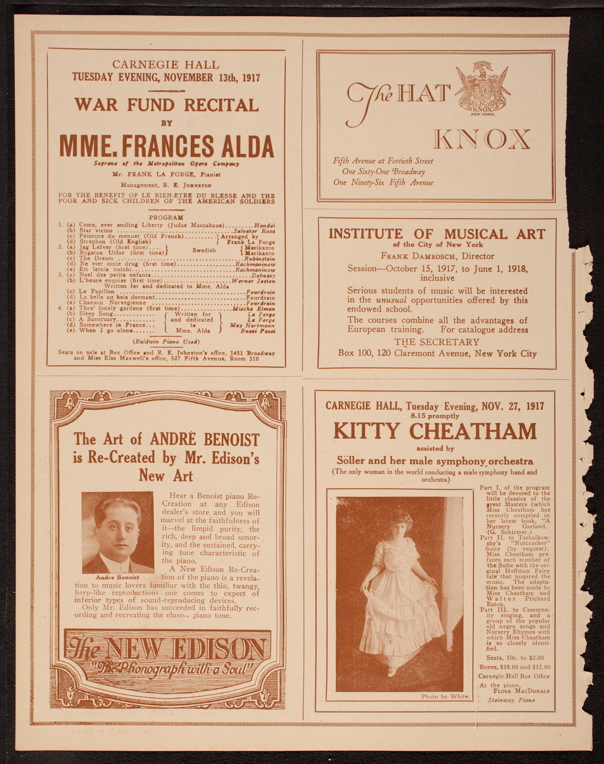 Eddy Brown, Violin, November 11, 1917, program page 2