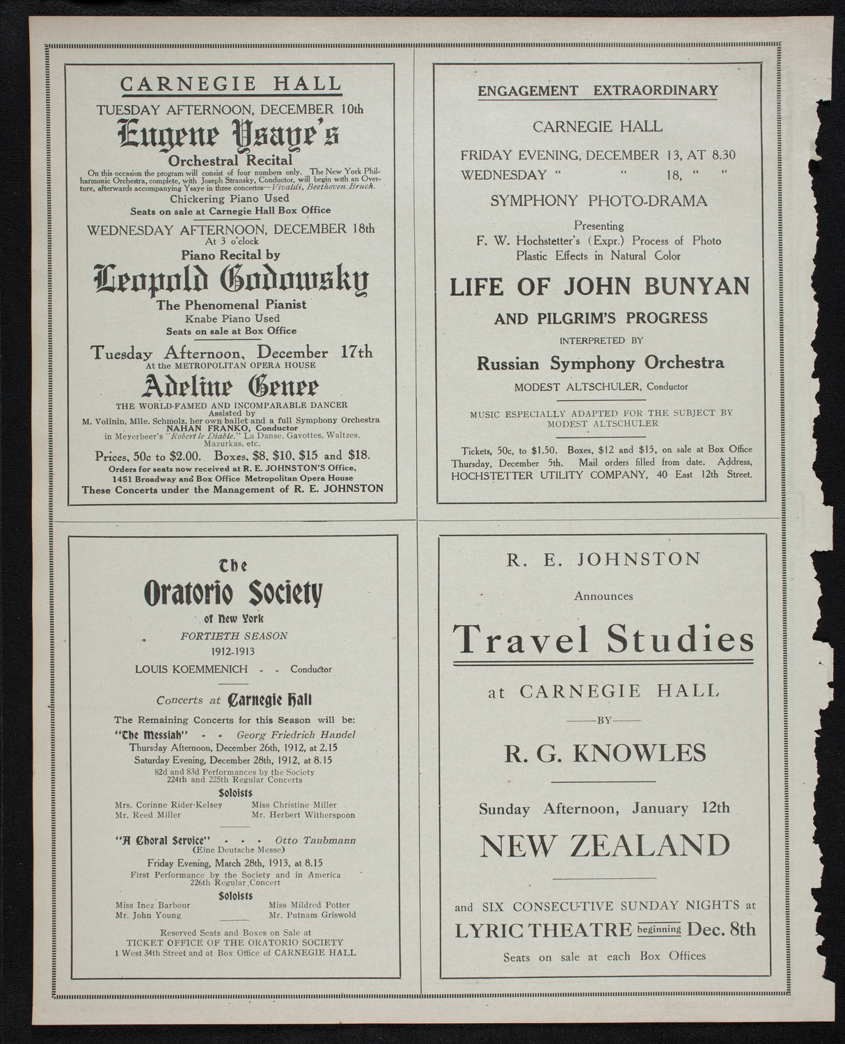 R.G. Knowles Travel Studies: Austria and Vienna, December 8, 1912, program page 10