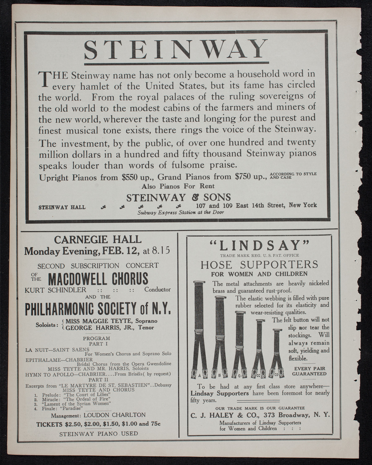 Elena Gerhardt, Soprano, February 7, 1912, program page 4