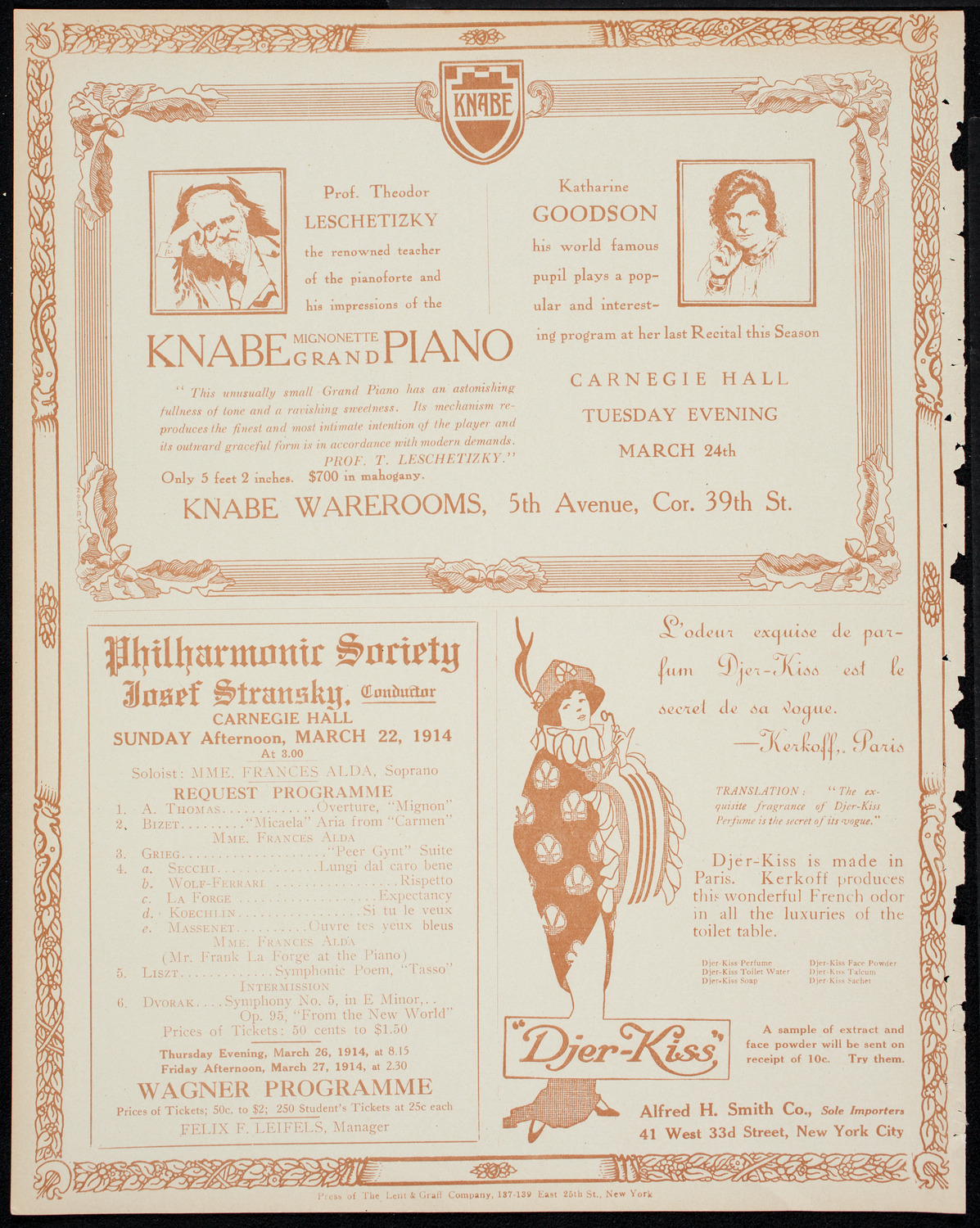 Eugène Ysaÿe, Violin, March 13, 1914, program page 12