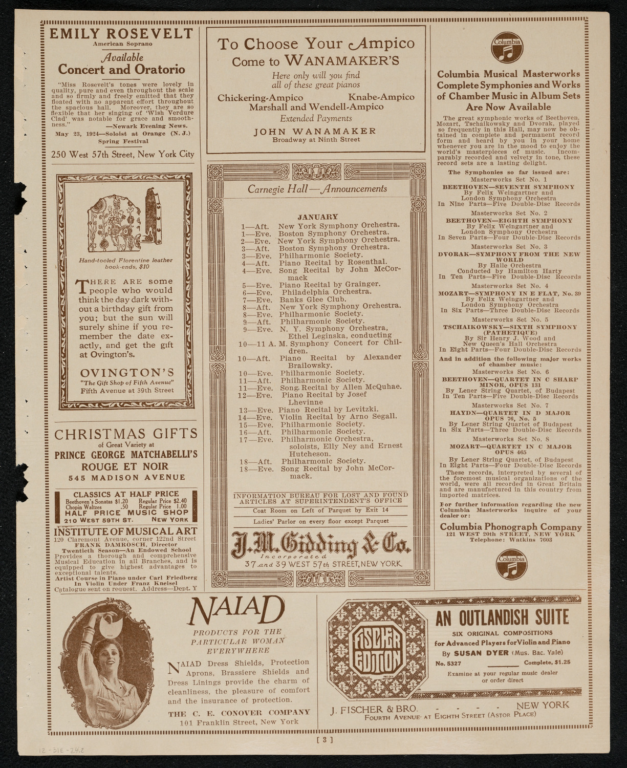 New York Philharmonic Students' Concert, December 31, 1924, program page 3