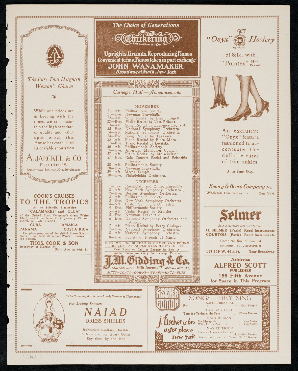 Duci de Kerekjarto, Violin, November 20, 1920, program page 3
