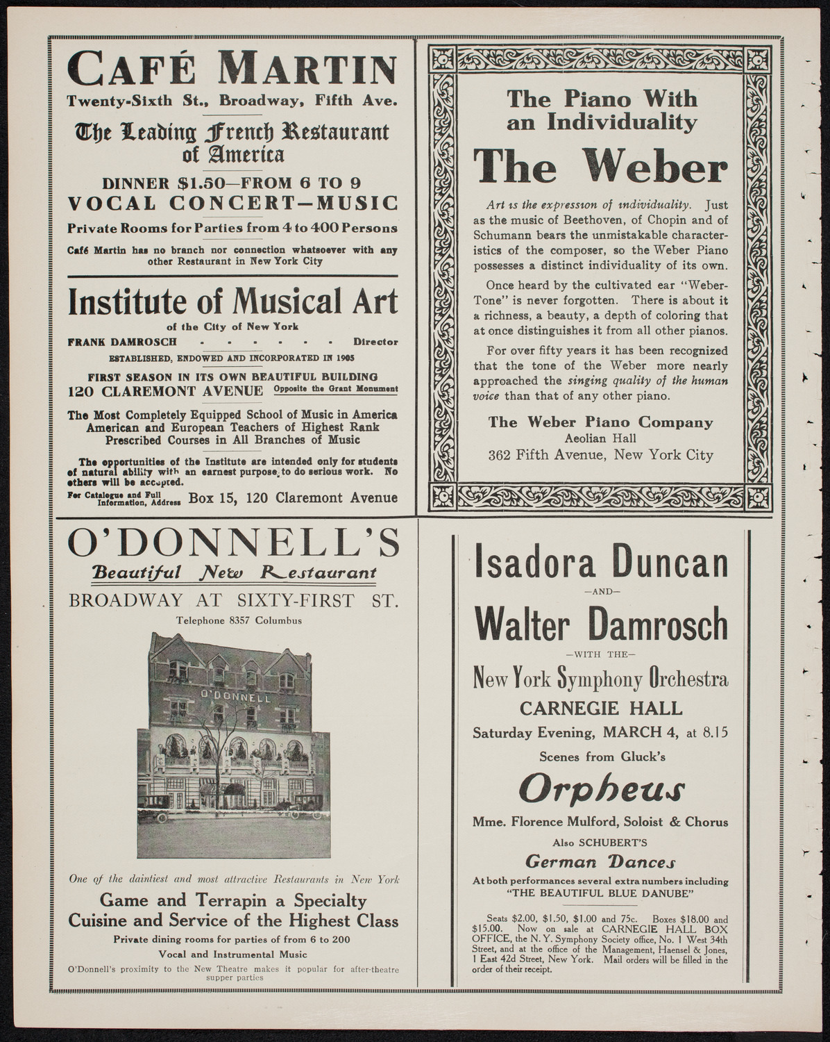 Isadora Duncan, Dancer, with the New York Symphony Orchestra, March 2, 1911, program page 6