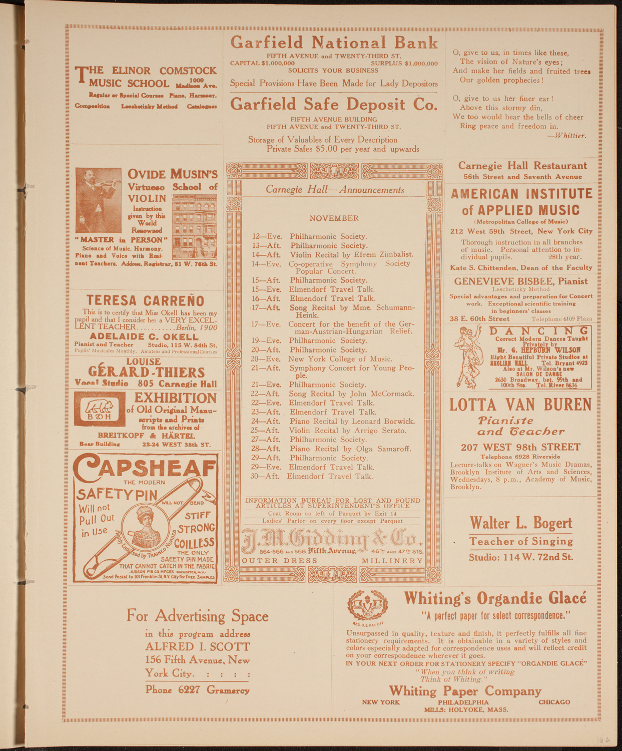 Elmendorf Lecture: Around the World Through the Panama Canal, November 9, 1914, program page 3