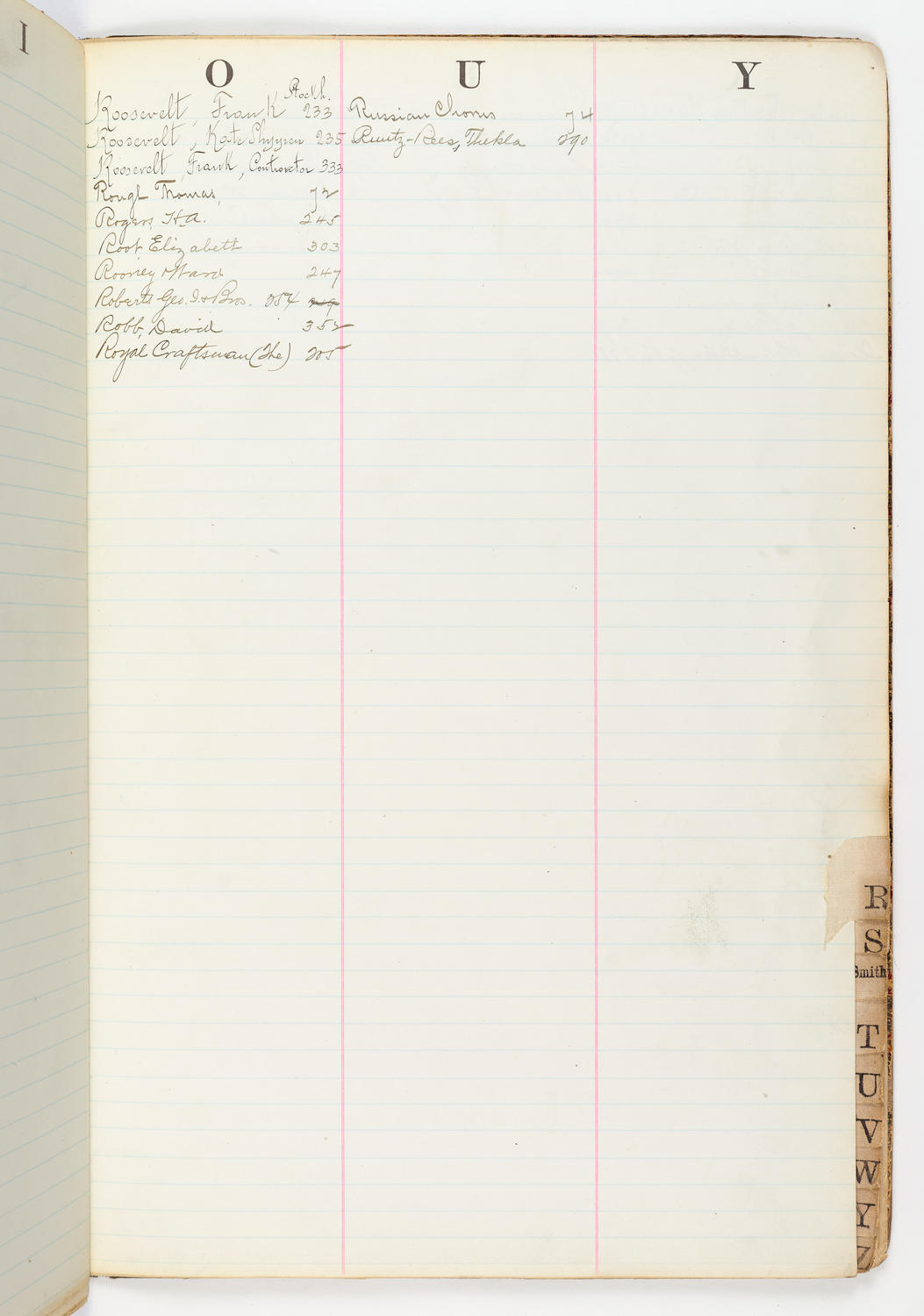 Music Hall Account Ledger Index, volume 2, page 45