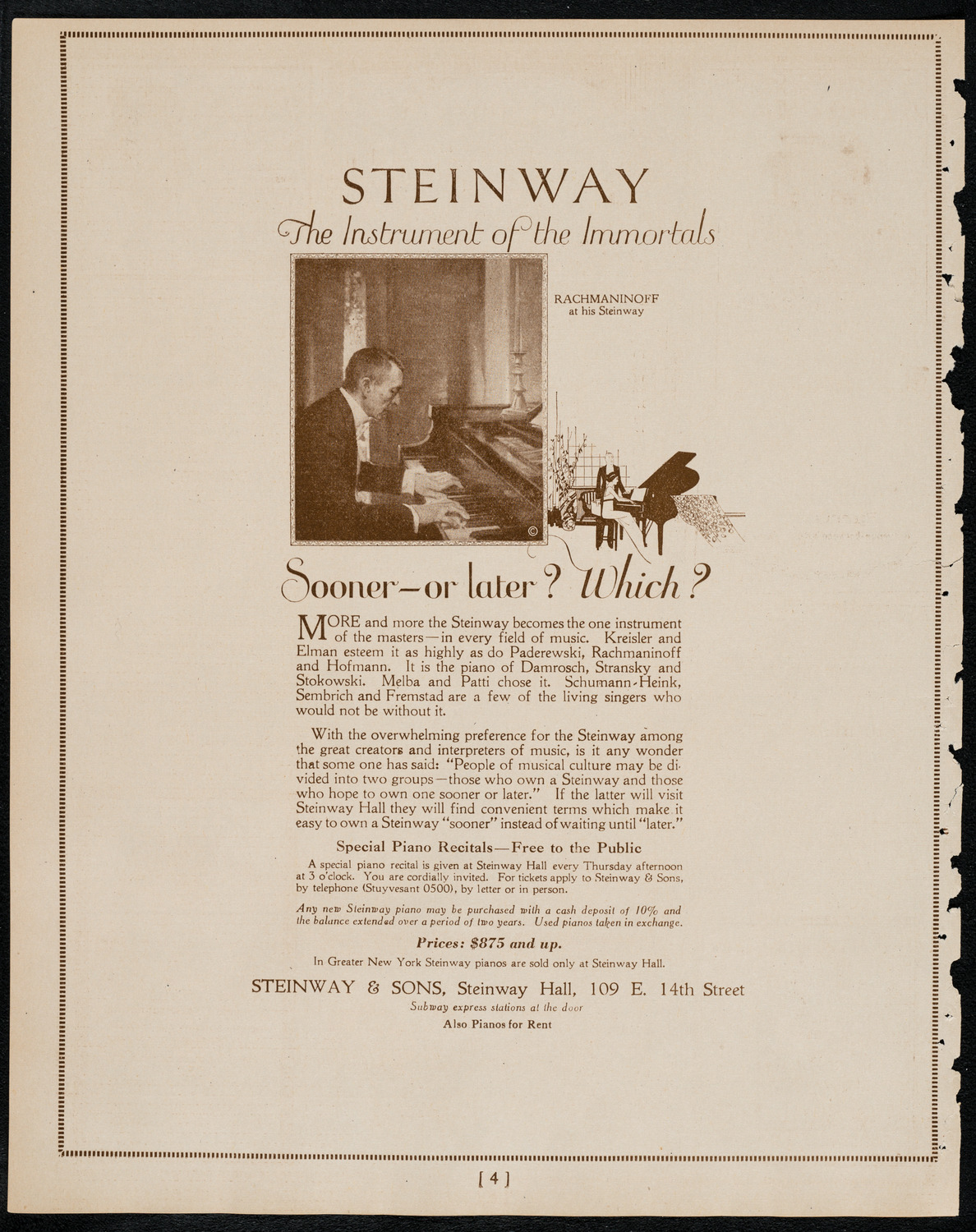 New York Philharmonic, March 12, 1922, program page 4