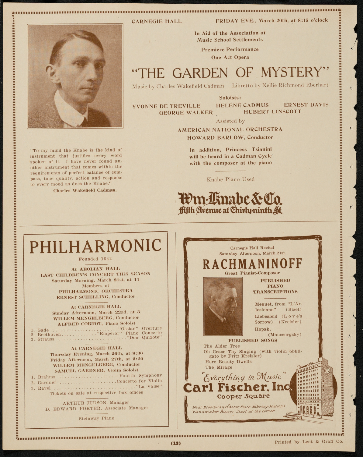 New York Philharmonic, March 19, 1925, program page 12