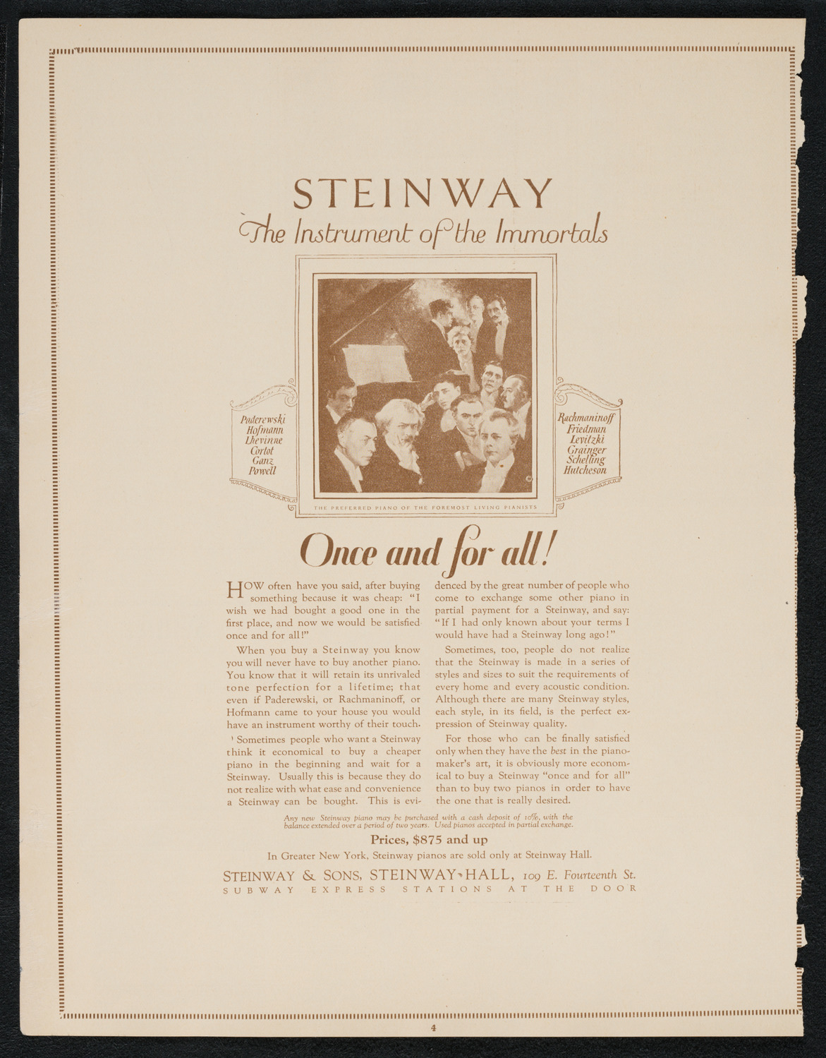 Ukrainian National Chorus, October 5, 1922, program page 4