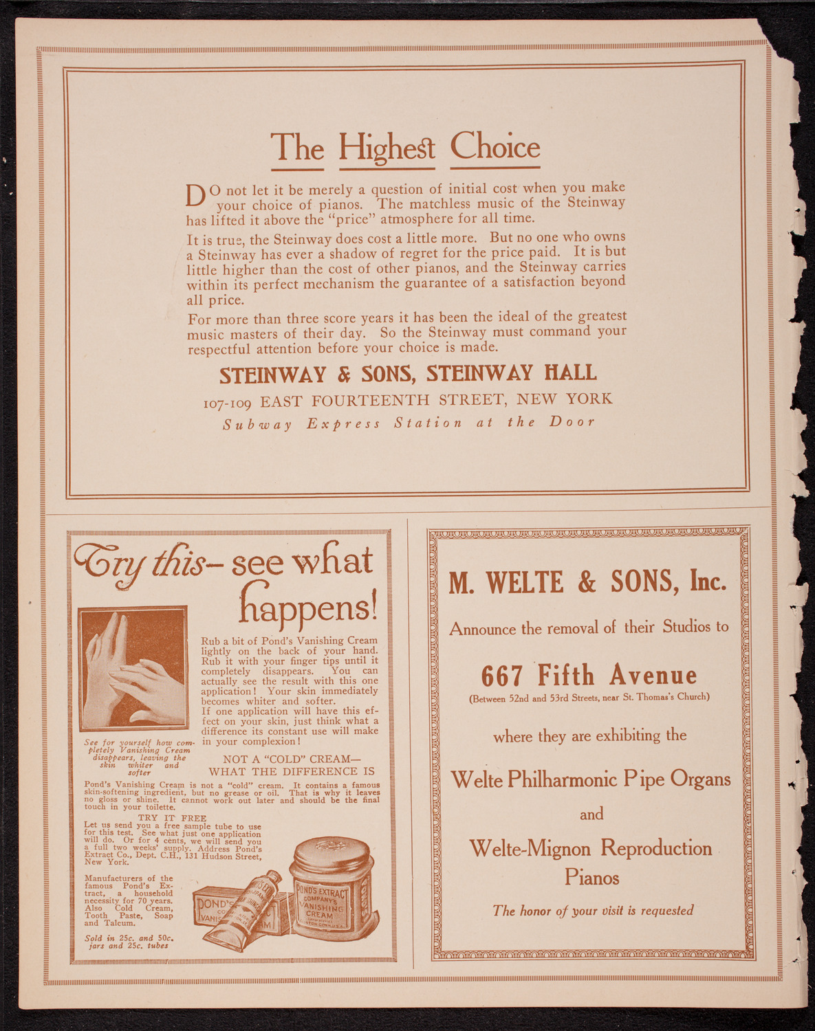 New York Philharmonic, October 26, 1916, program page 4