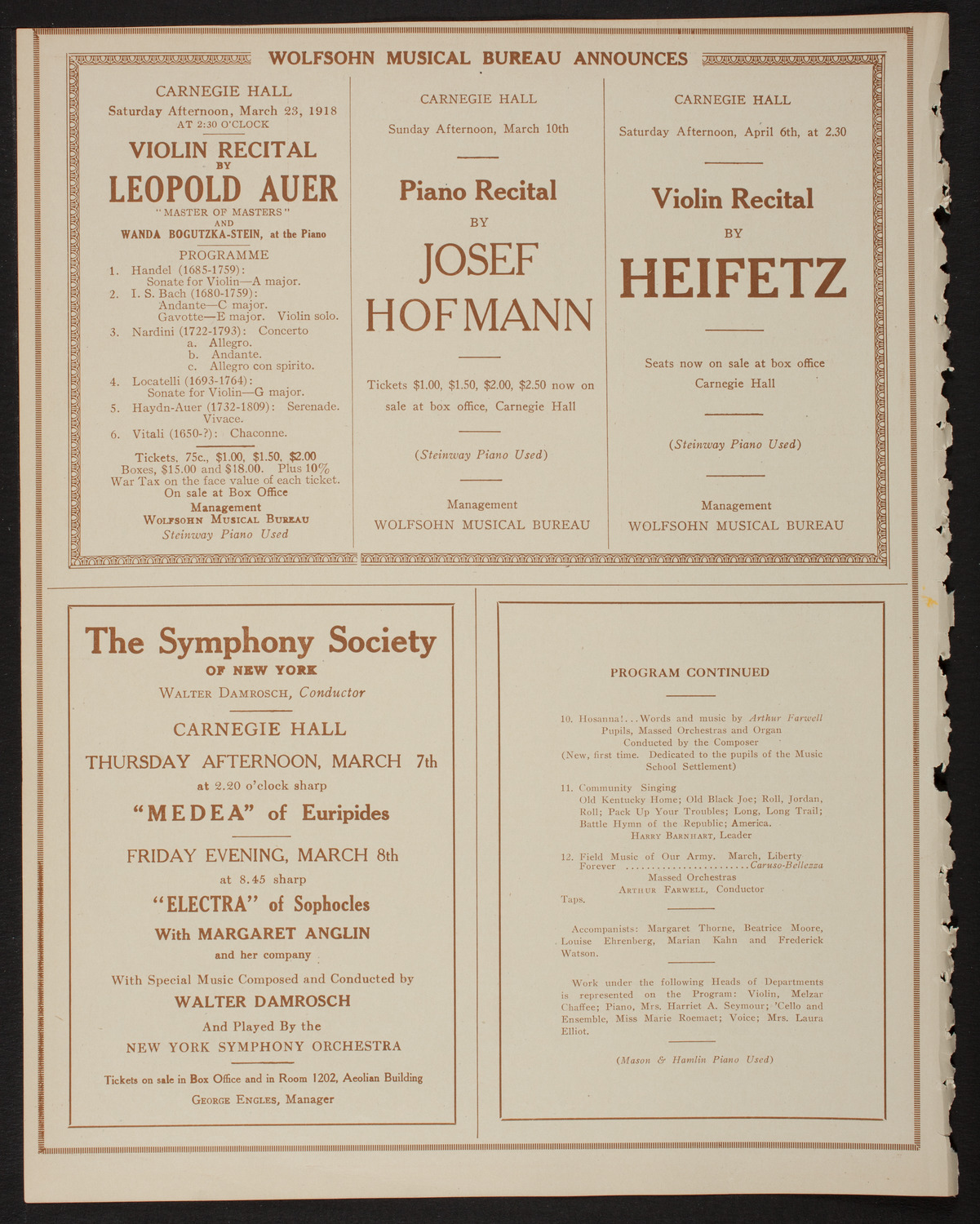 Music School Settlement Festival Concert, March 6, 1918, program page 8