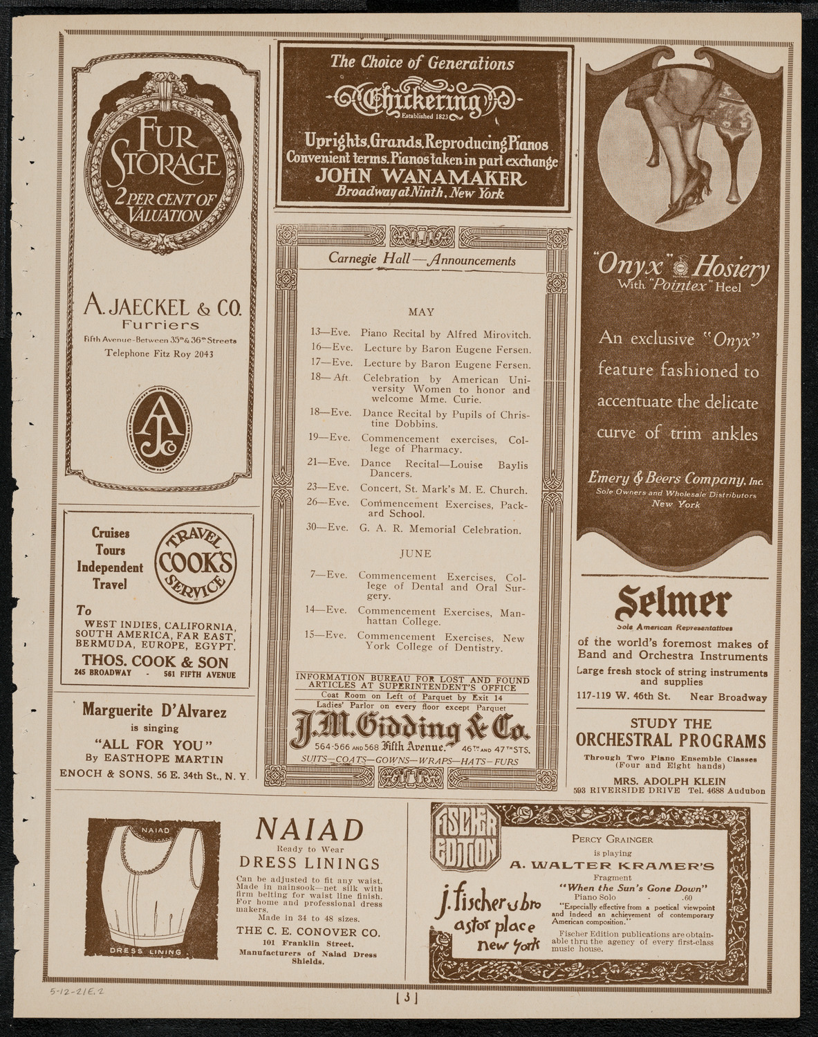 Amelita Galli-Curci, Soprano, May 12, 1921, program page 3