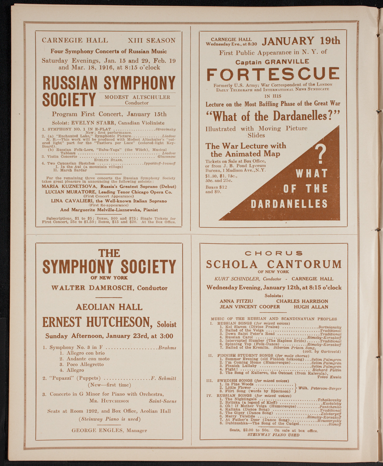 New York Philharmonic, January 9, 1916, program page 8
