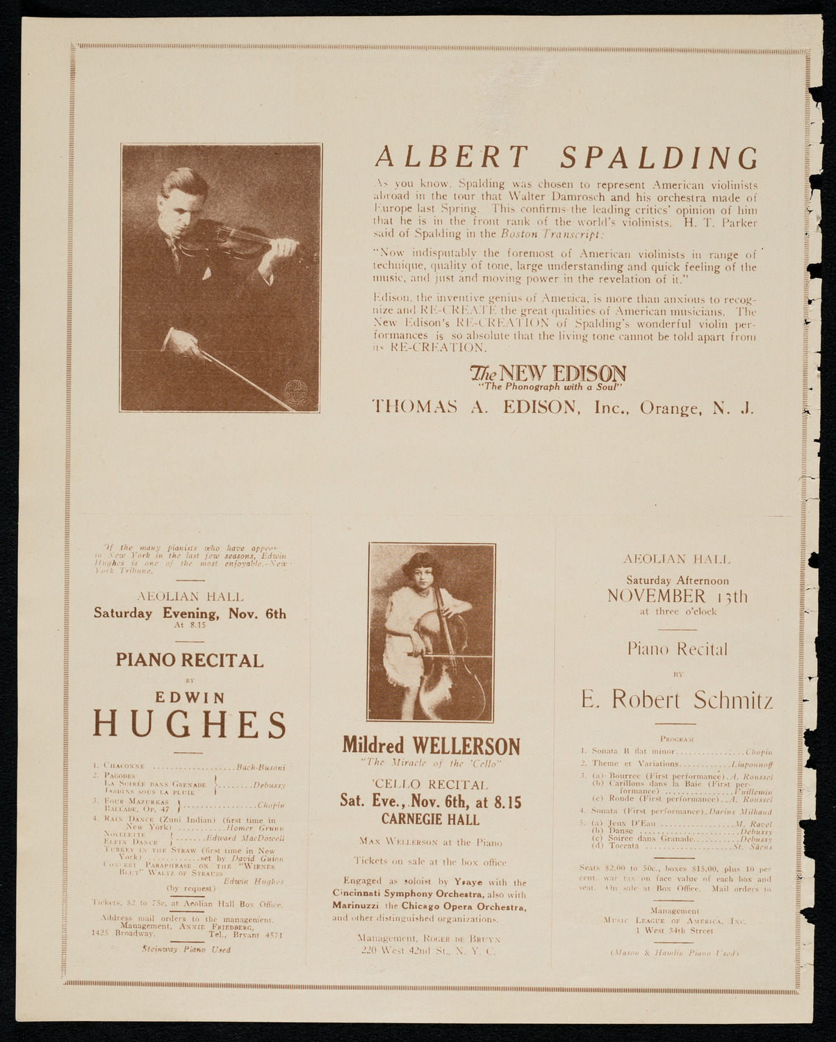 Duci de Kerekjarto, violin, November 2, 1920, program page 2