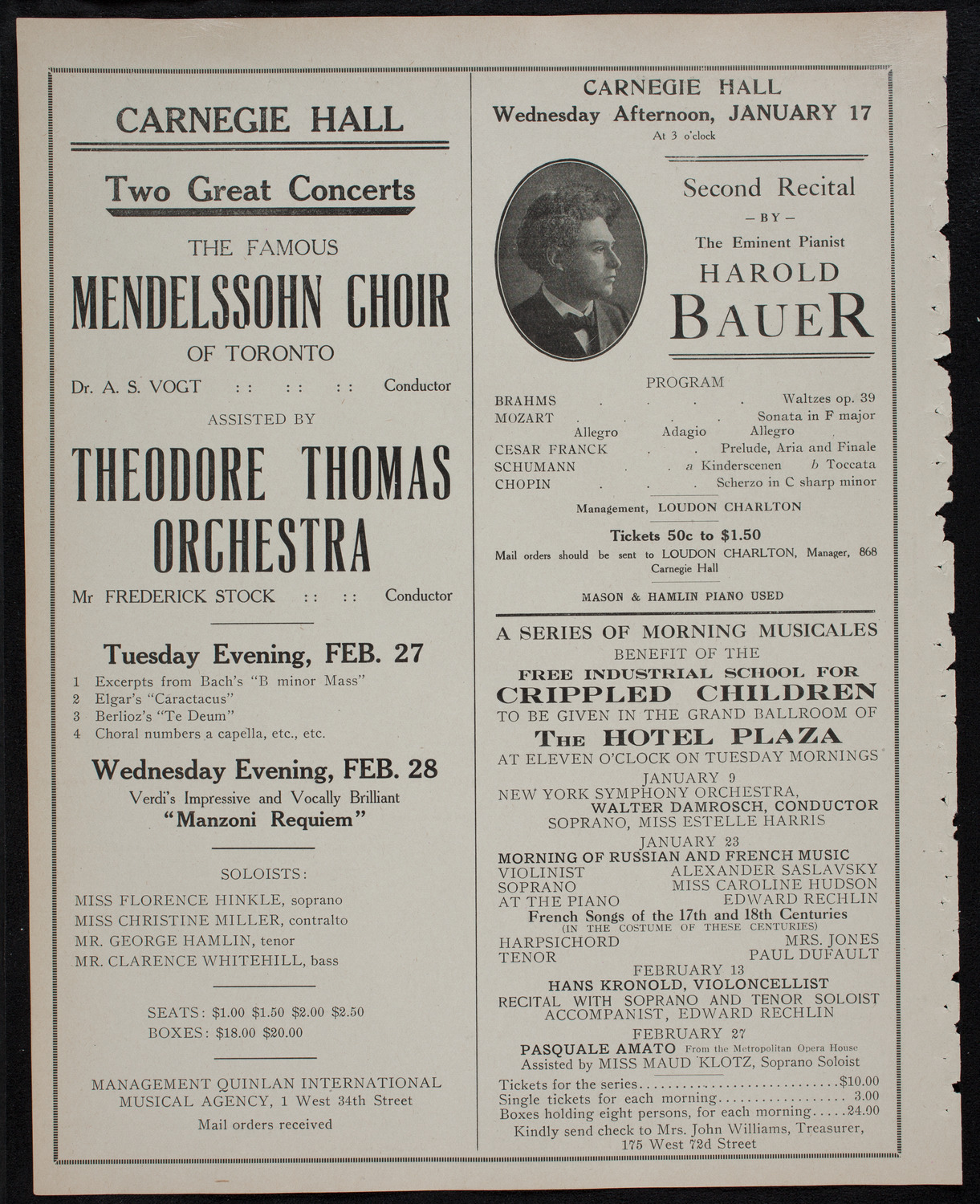 New York Philharmonic, December 29, 1911, program page 10