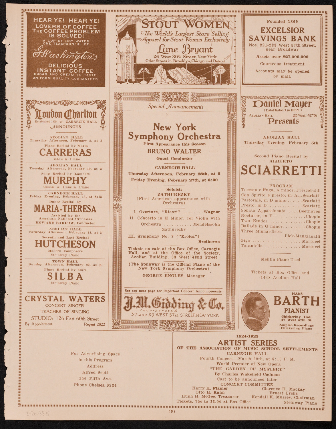 Joseph Coleman, Violin, February 2, 1925, program page 9