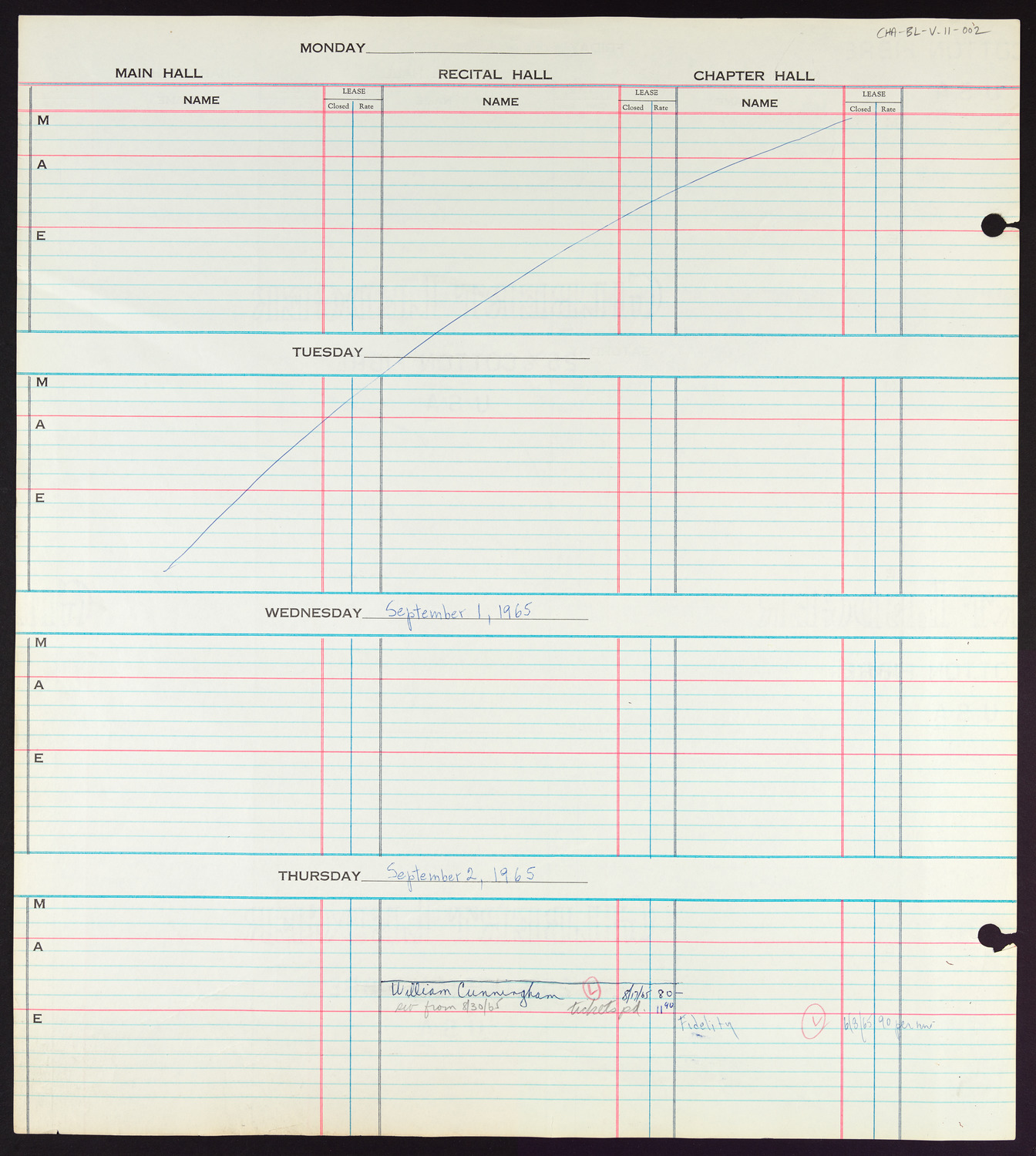 Carnegie Hall Booking Ledger, volume 11, page 2