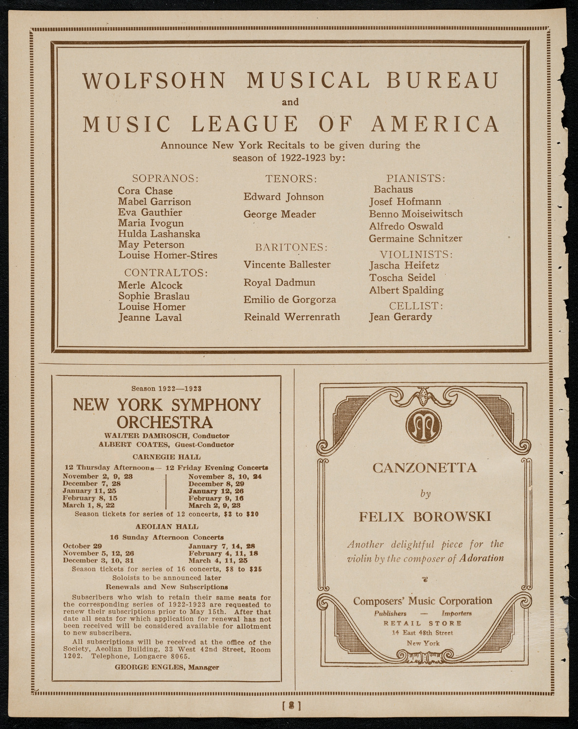 Kriens Symphony Club, May 20, 1922, program page 8