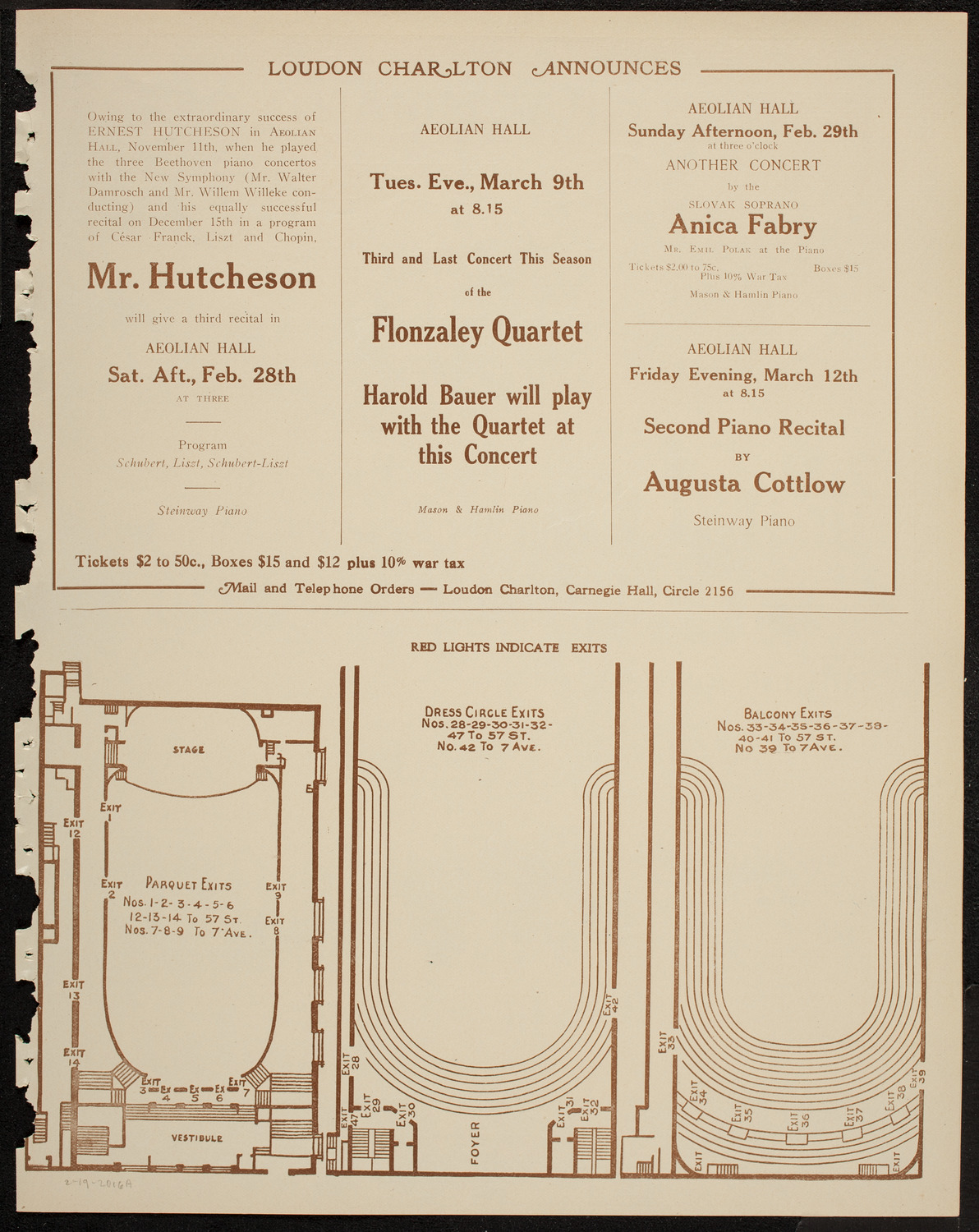 Alfred Cortot, Piano, with the New York Symphony Orchestra, February 19, 1920, program page 11