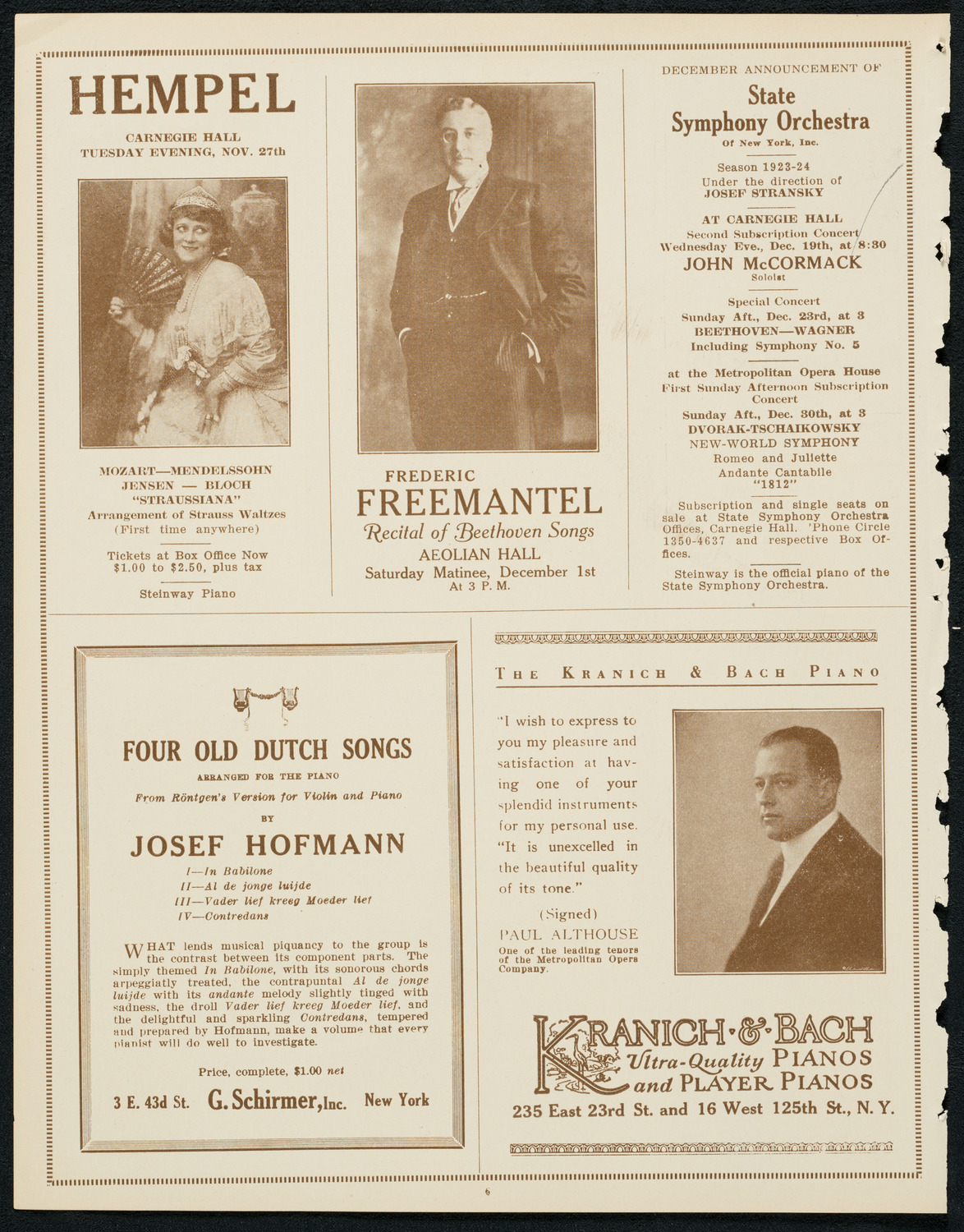 New York Philharmonic, November 22, 1923, program page 6