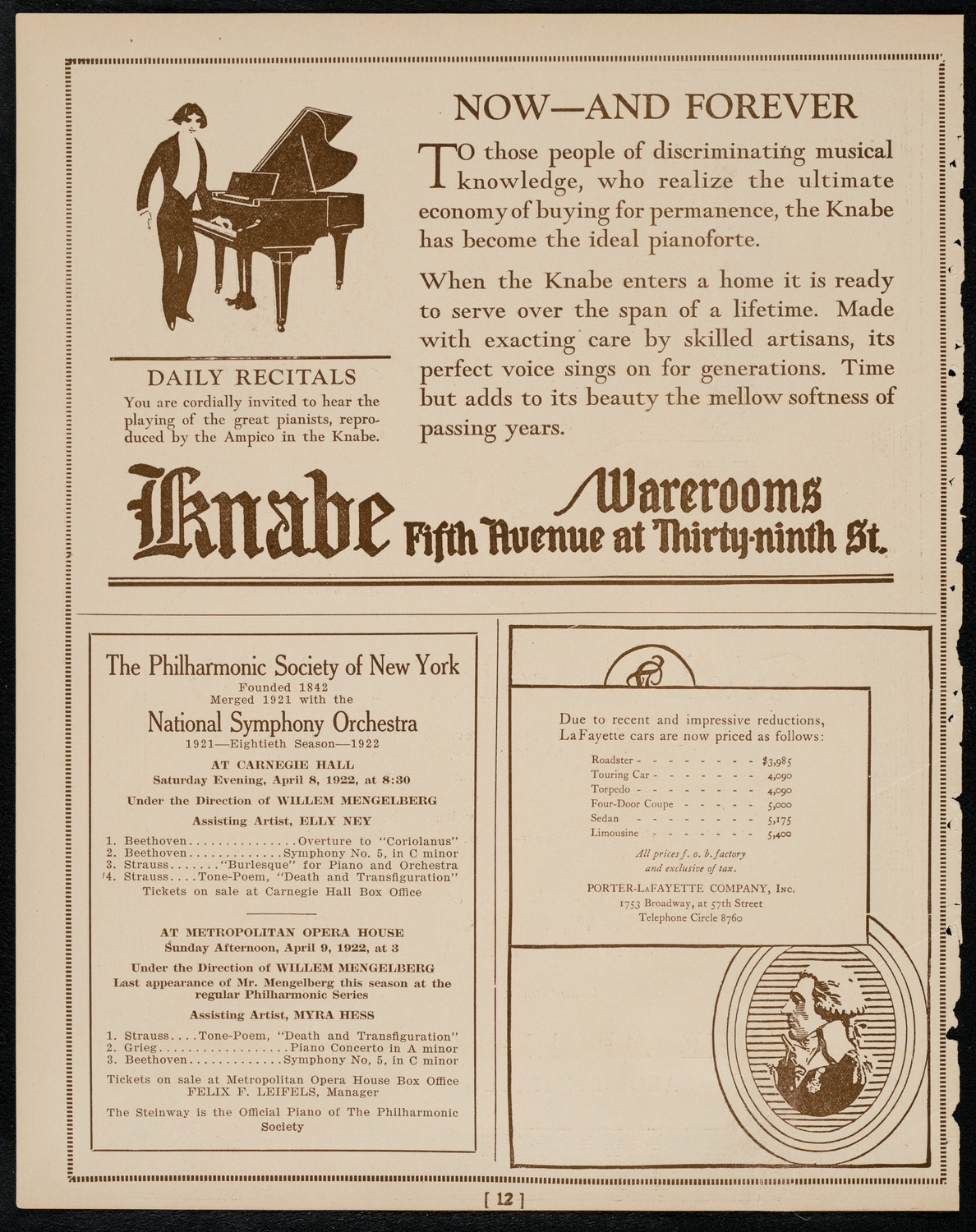 Symphonic Concert Conducted by Pablo Casals, April 7, 1922, program page 12