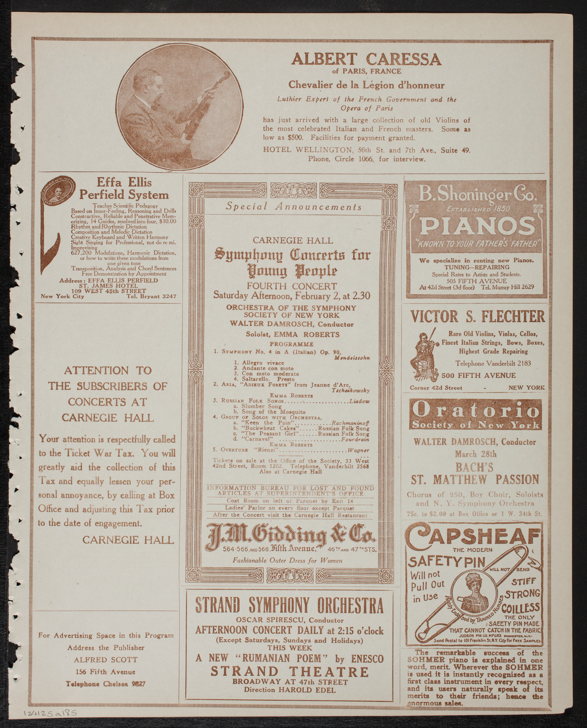 New York Philharmonic, January 25, 1918, program page 9