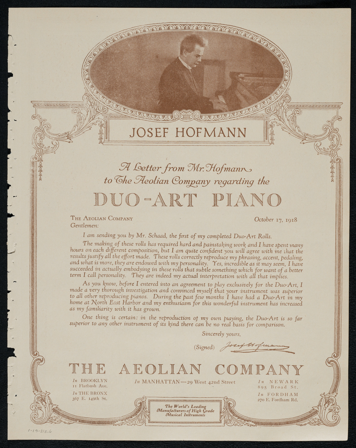 National Symphony Orchestra, January 15, 1921, program page 11
