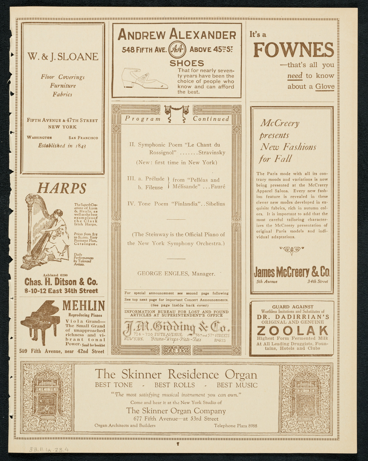 New York Symphony Orchestra, November 1, 1923, program page 7