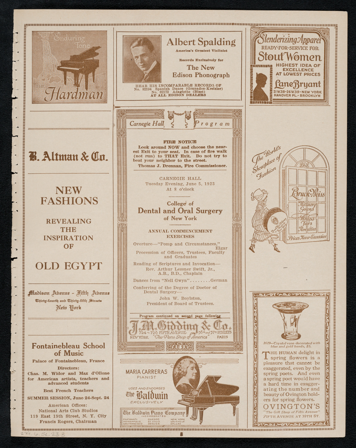 Graduation: College of Dental and Oral Surgery of New York, June 5, 1923, program page 5