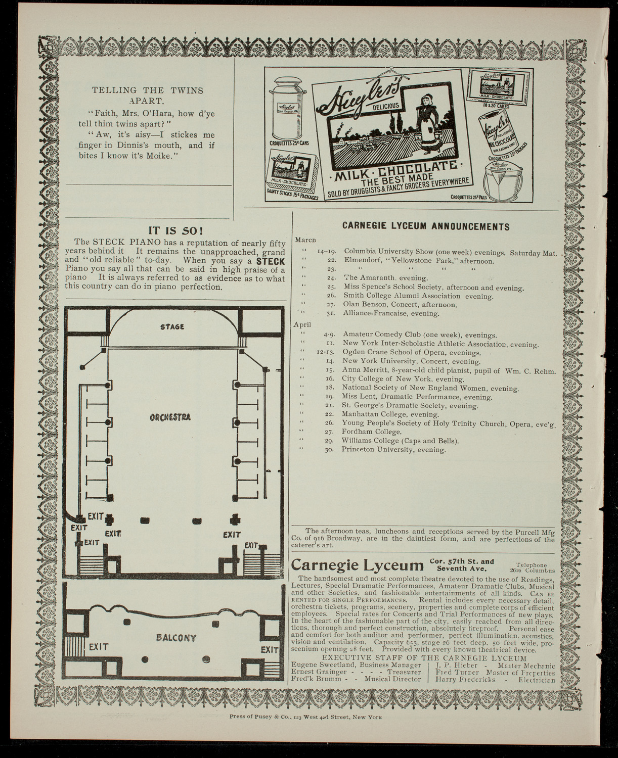 Columbia Varsity Show 1904, March 17, 1904, program page 4