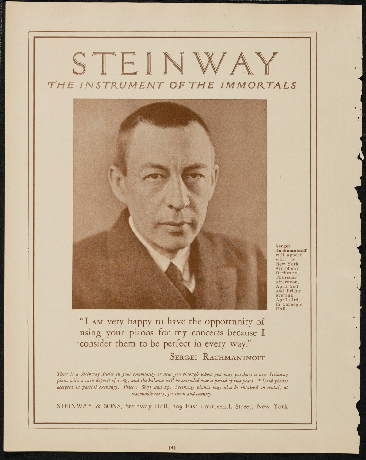 New York Philharmonic, March 28, 1925, program page 4