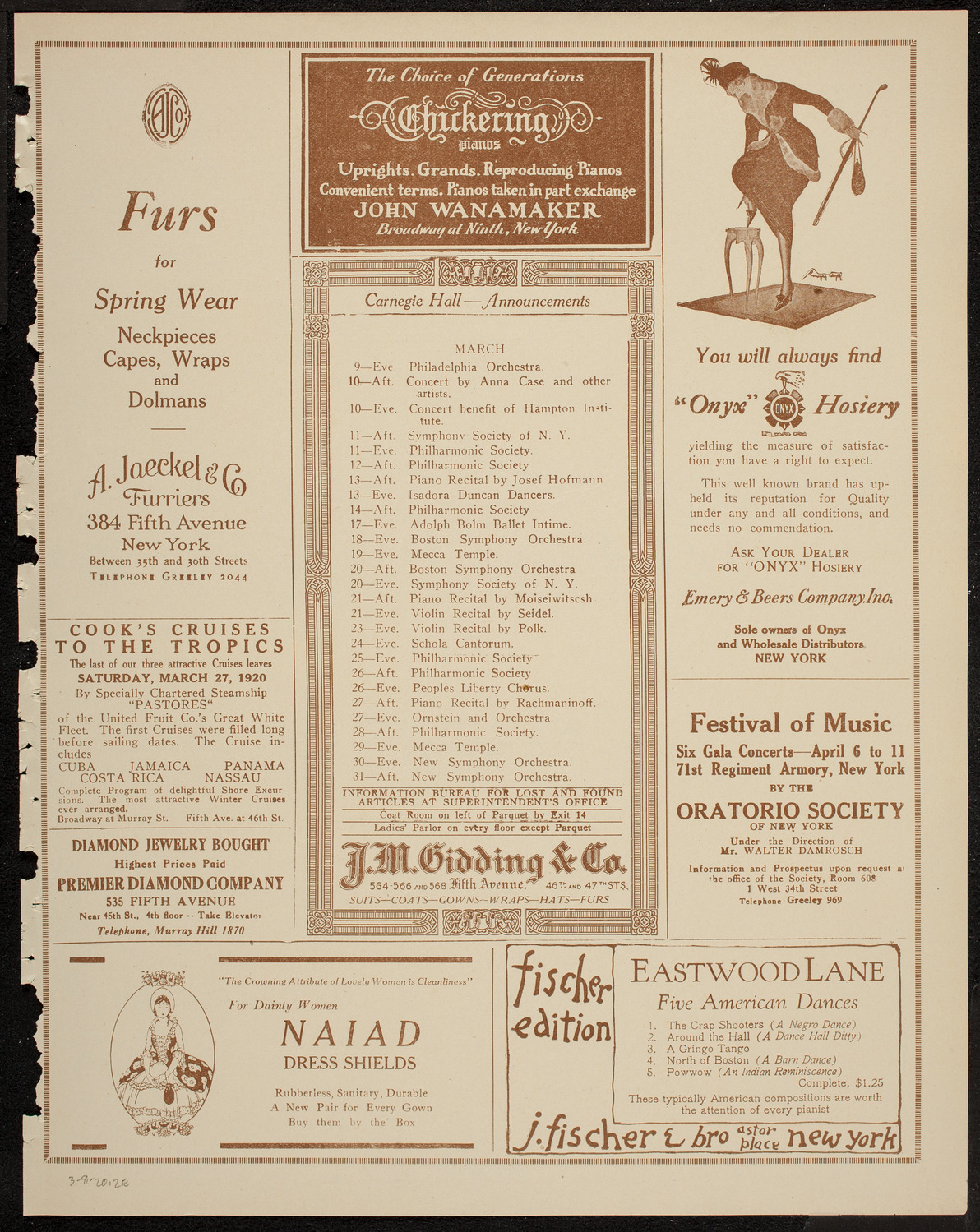 Benefit: Relief Association of Hebrew Settlement Workers, March 8, 1920, program page 3