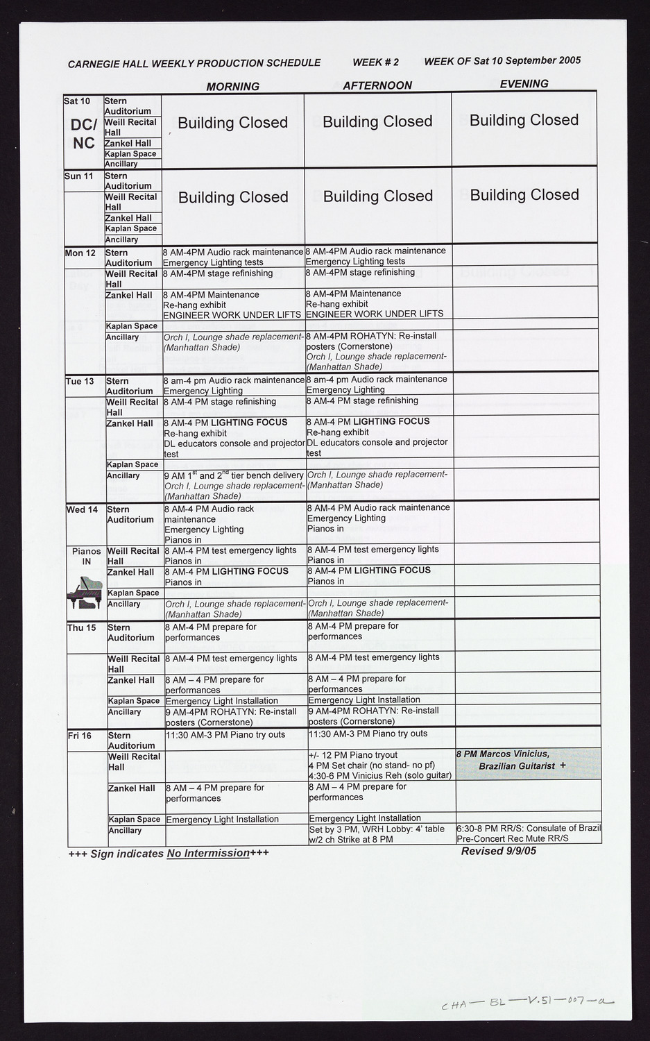 Carnegie Hall Booking Ledger, volume 51, page 7a