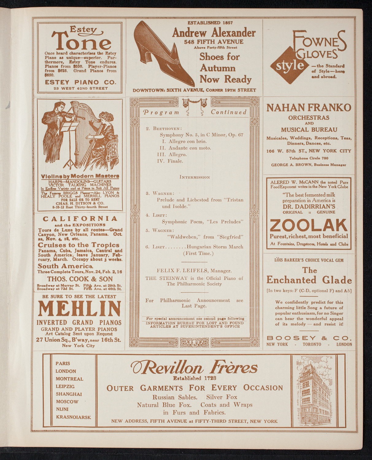New York Philharmonic, December 4, 1915, program page 7
