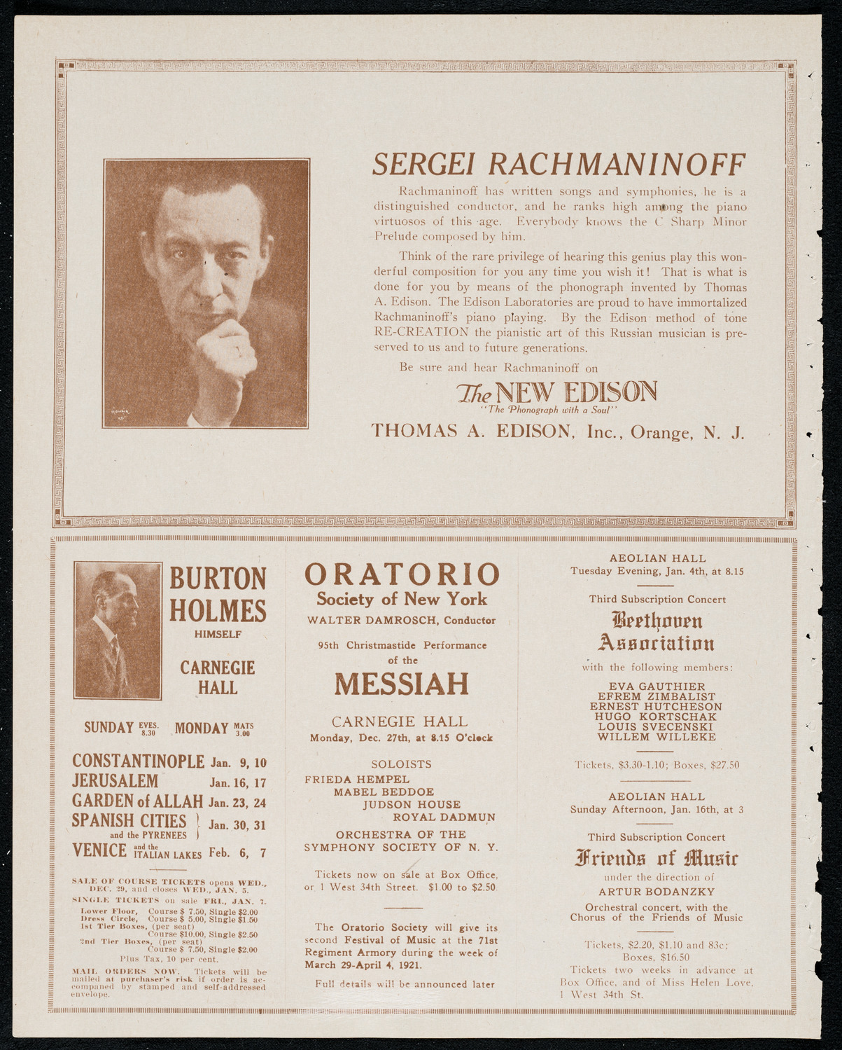 Josef Shlisky, Tenor, and Max Rosen, Violin, December 20, 1920, program page 2