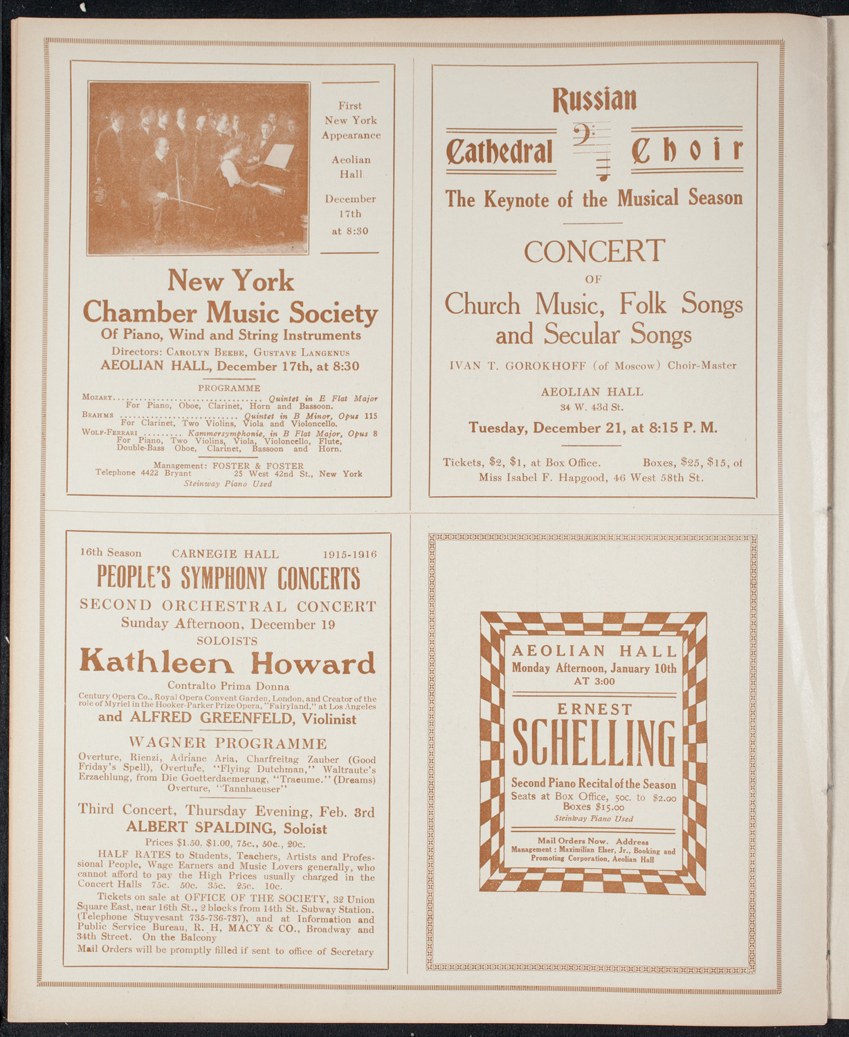 Musical Art Society of New York, December 14, 1915, program page 10