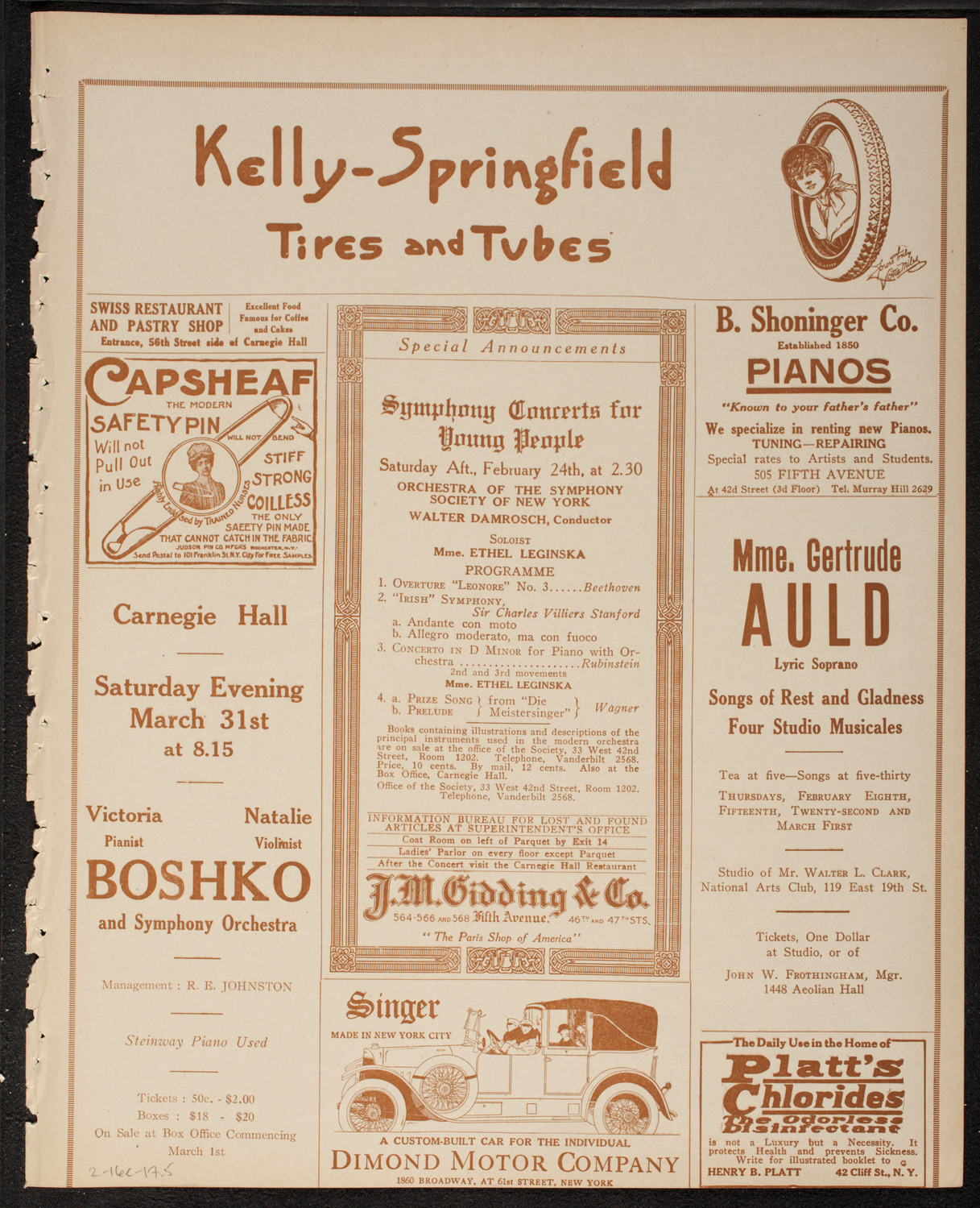 Music School Settlement Festival Concert, February 16, 1917, program page 9