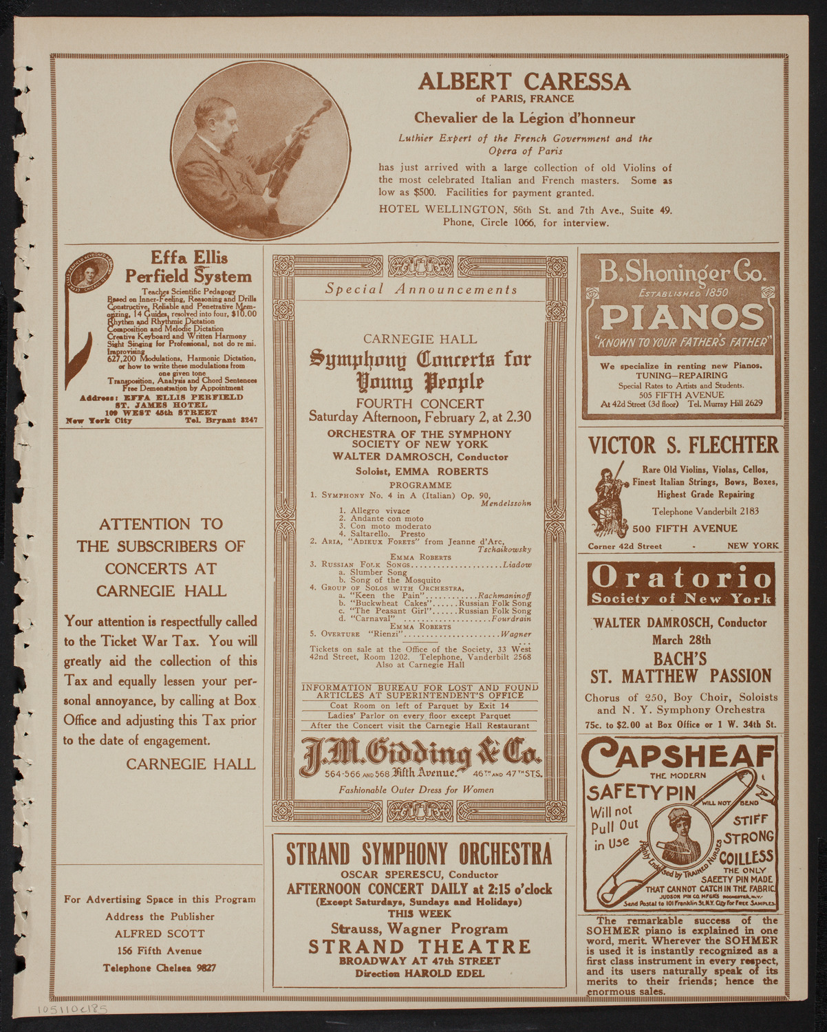 Boston Symphony Orchestra, January 10, 1918, program page 9