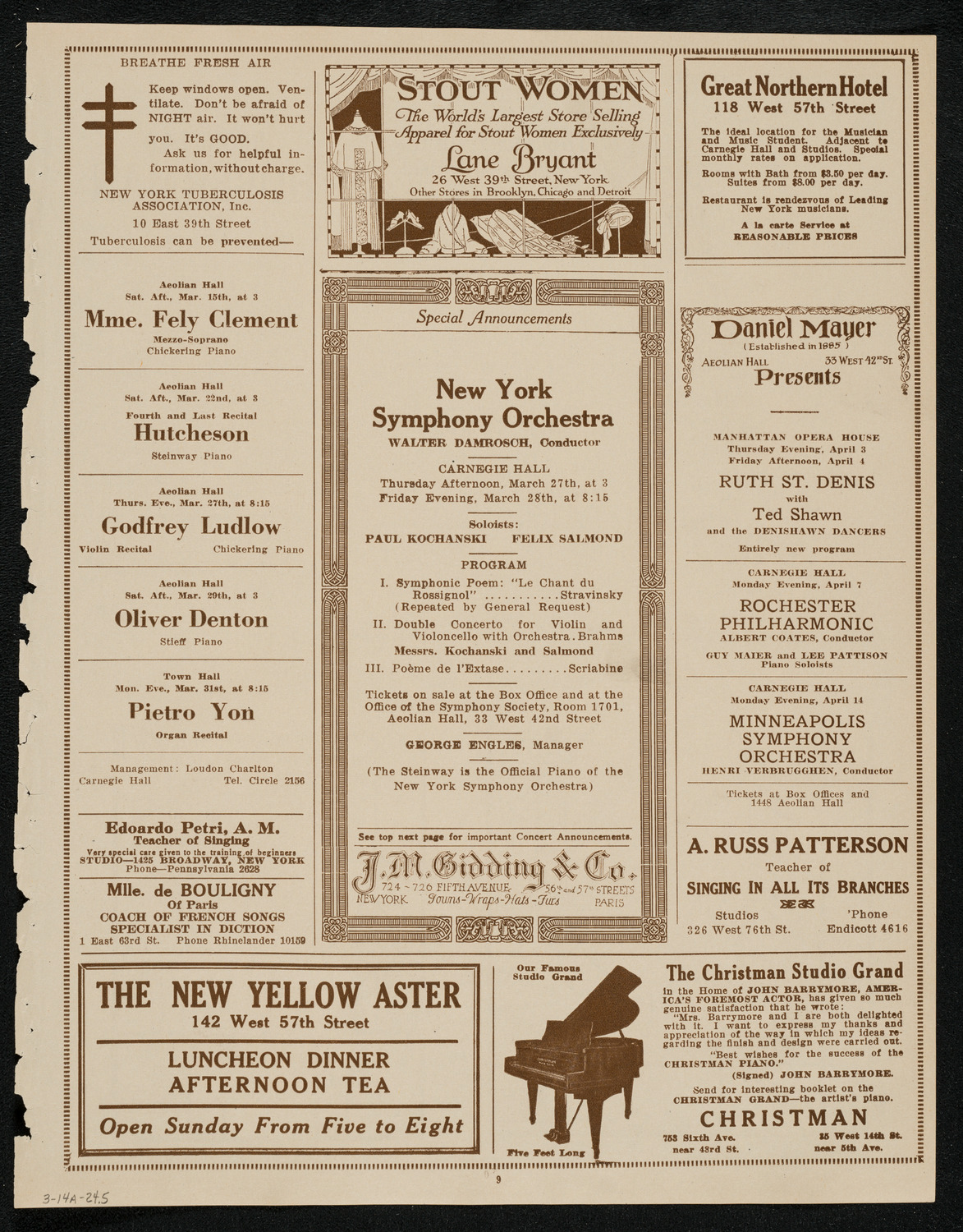 Elena Gerhardt, Soprano and Erna Rubinstein, March 14, 1924, program page 9