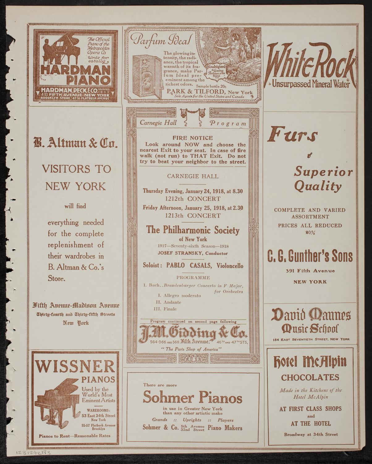 New York Philharmonic, January 24, 1918, program page 5