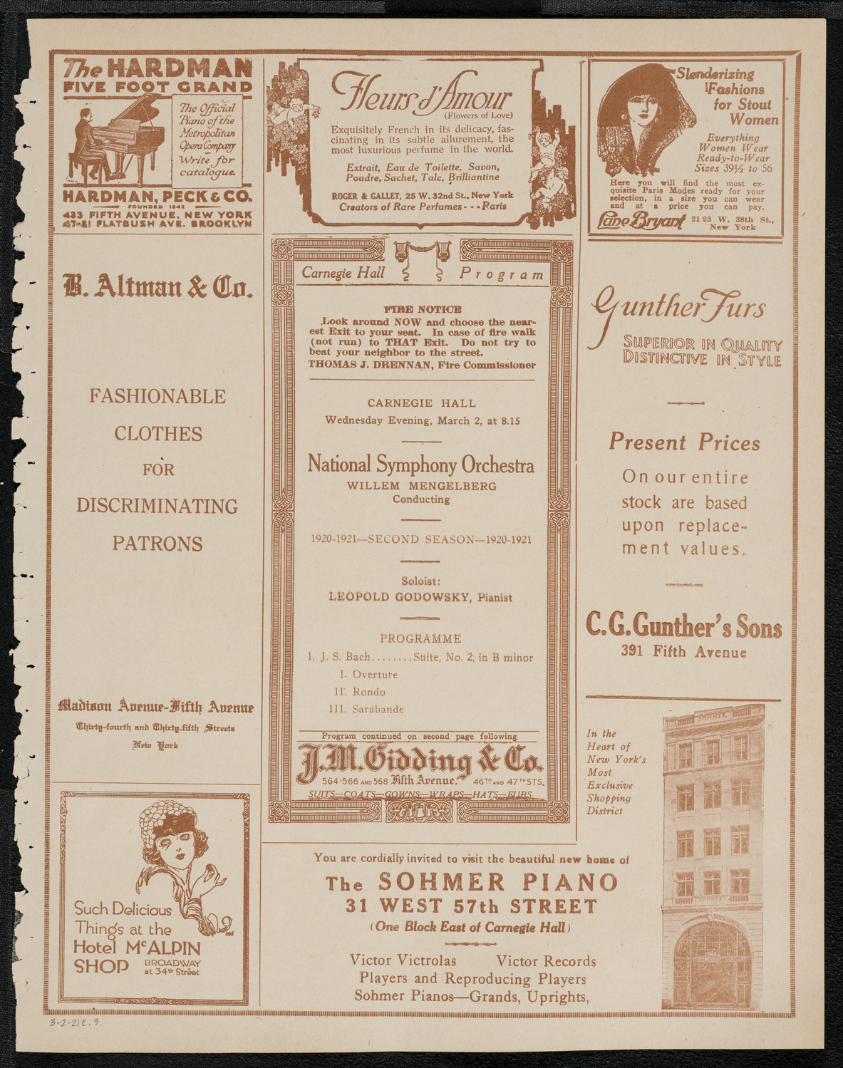 National Symphony Orchestra, March 2, 1921, program page 5