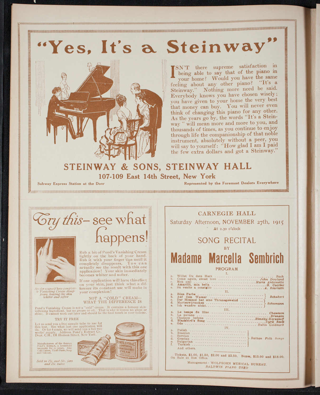 New York Philharmonic, November 12, 1915, program page 4