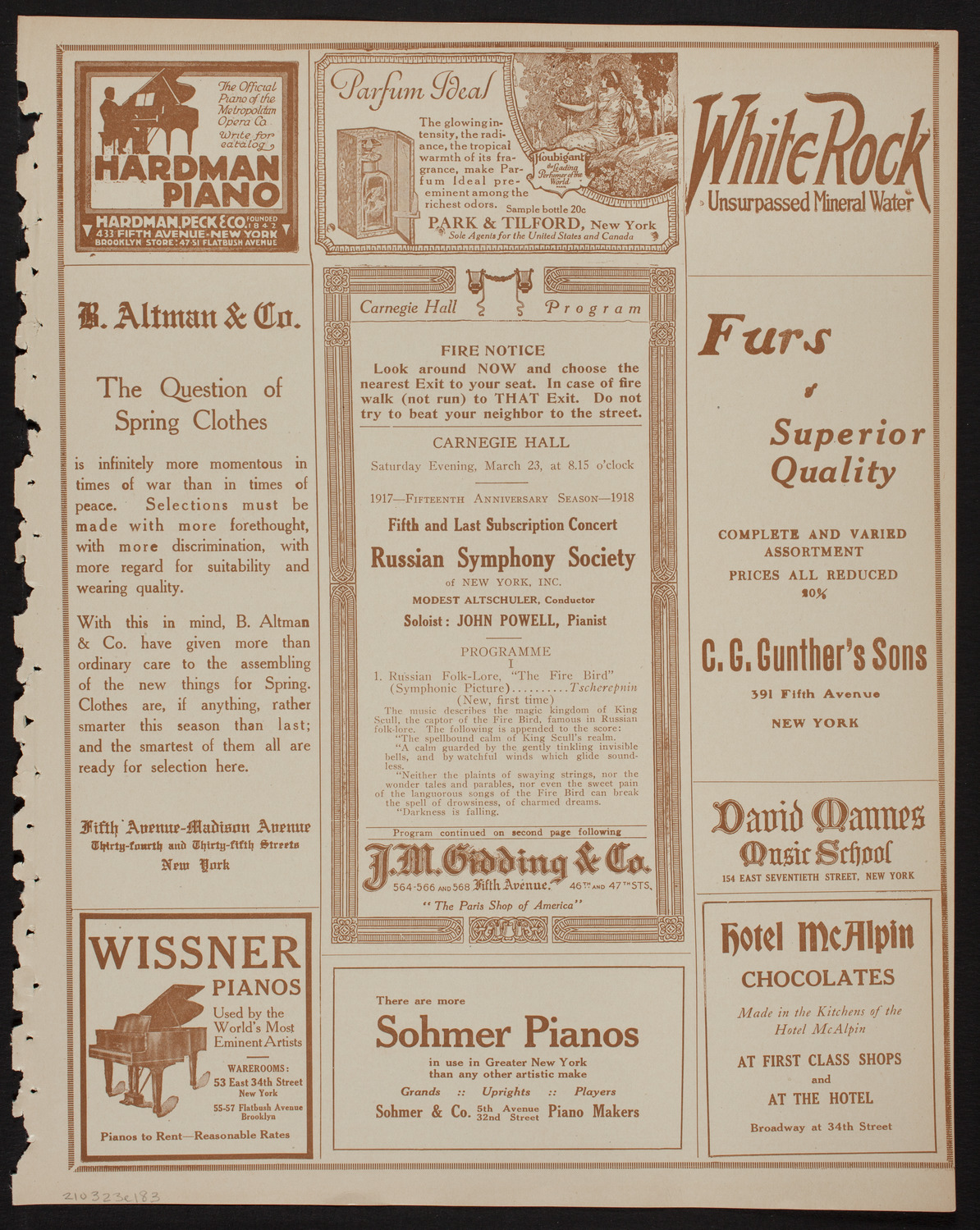 Russian Symphony Society of New York, March 23, 1918, program page 5