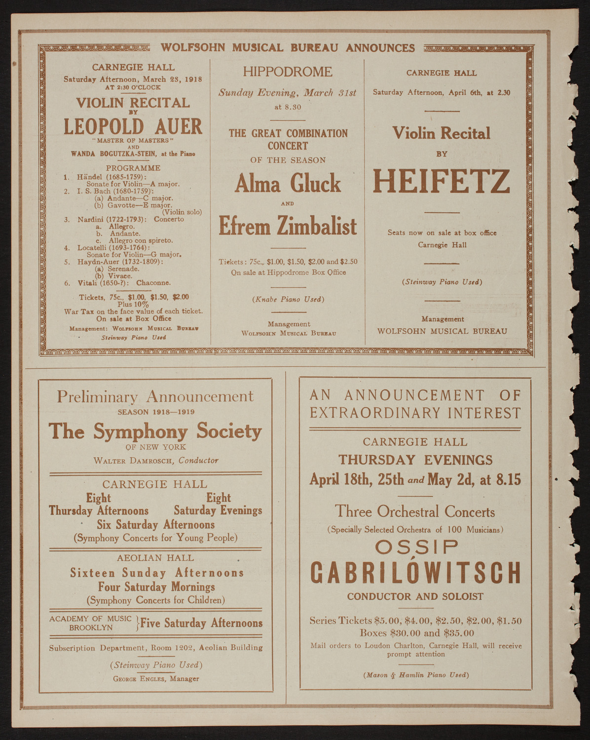 New York Philharmonic, March 21, 1918, program page 8
